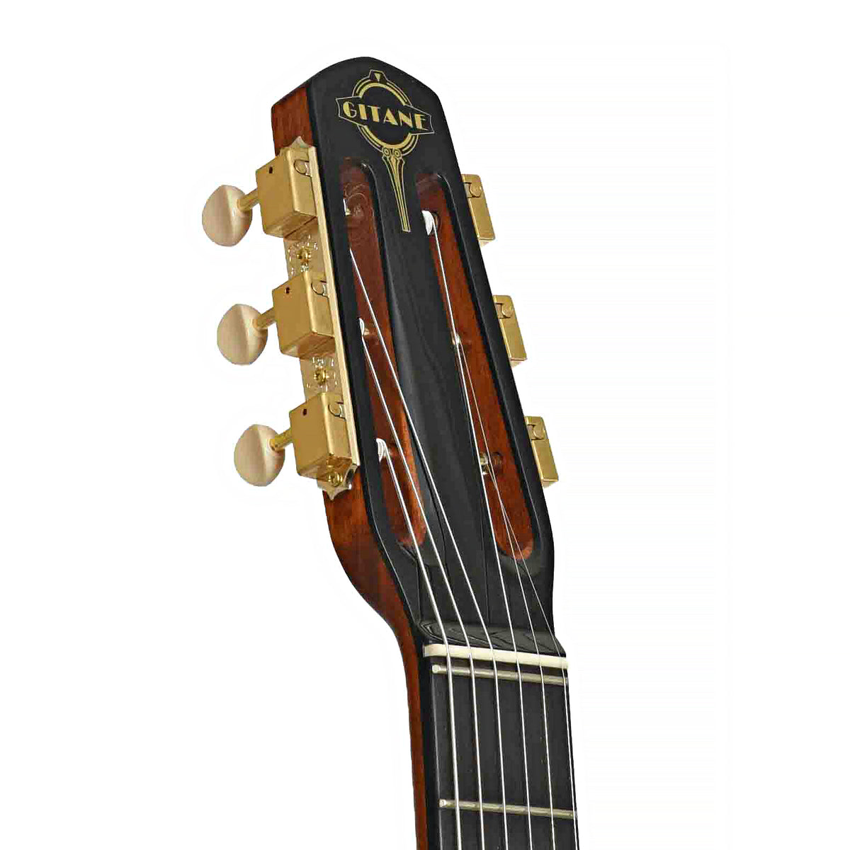 Front headstock of D-500 D-Hole Hot Club Jazz Guitar