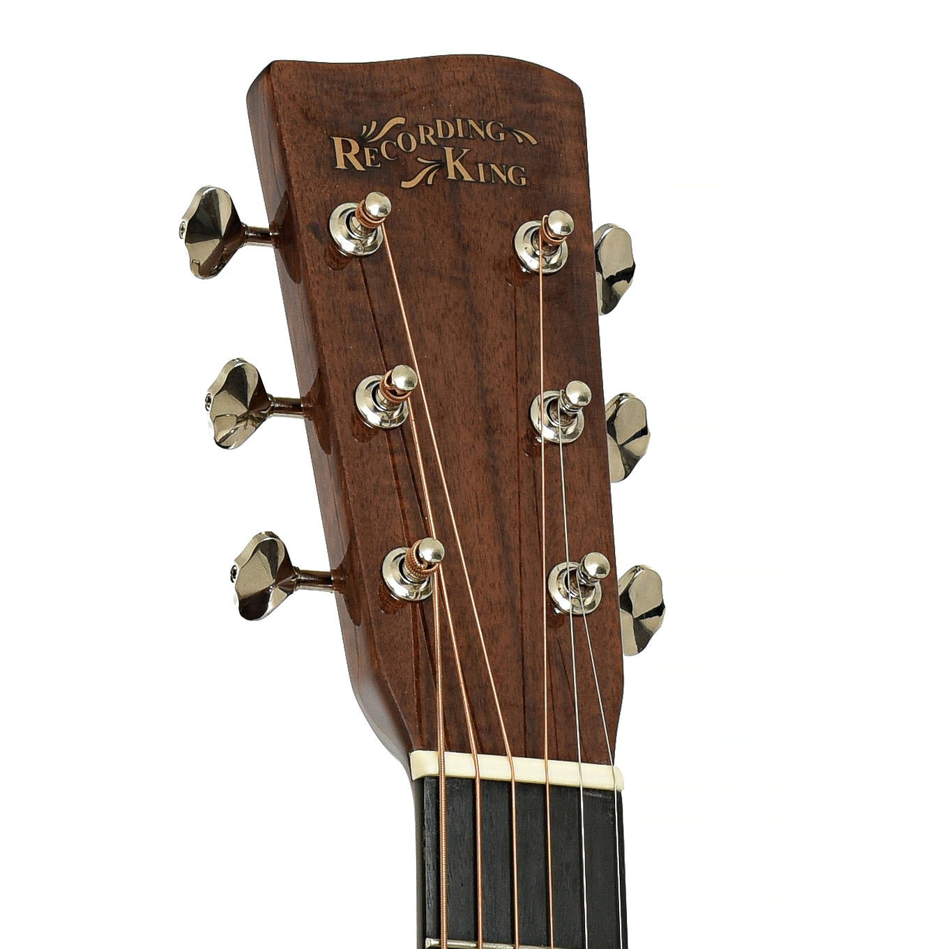 Headstock of Recording King Koa 12-Fret 000 Acoustic Guitar of Recording King Koa 12-Fret 000 Acoustic Guitar