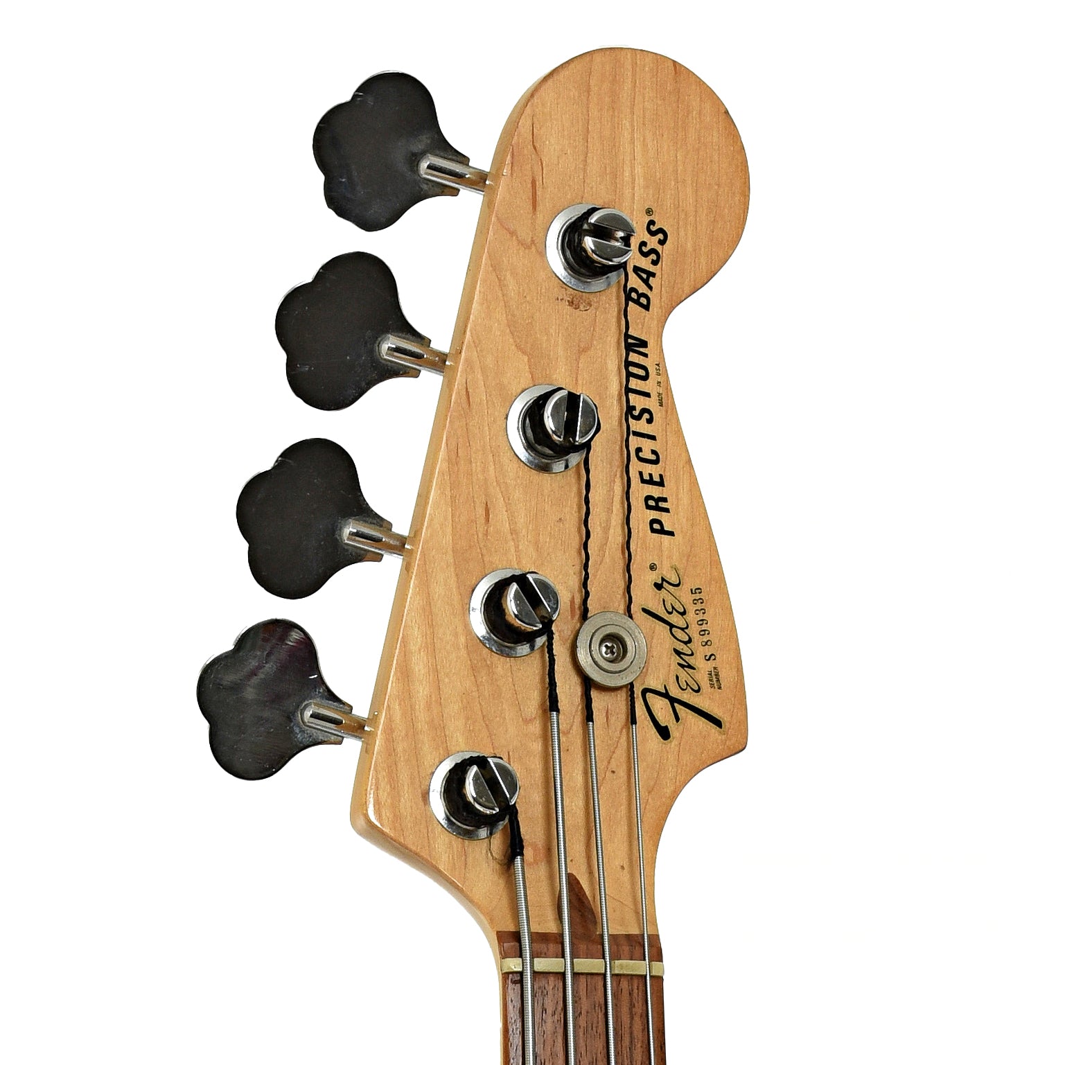 Headstock of Fender Precision Fretless Electric Bass