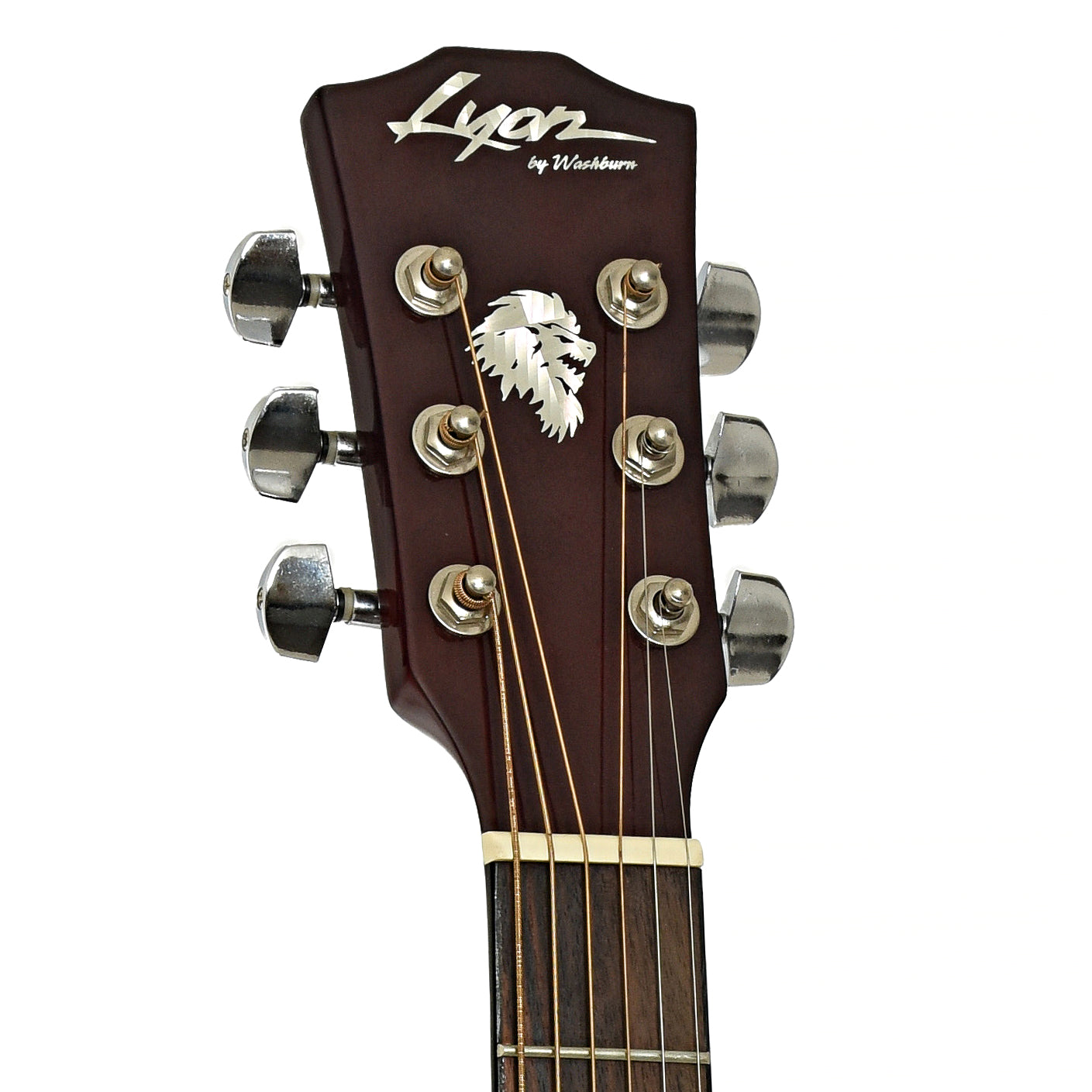 Headstock of Lyon by Washburn Dreadnaught Acoustic Guitar