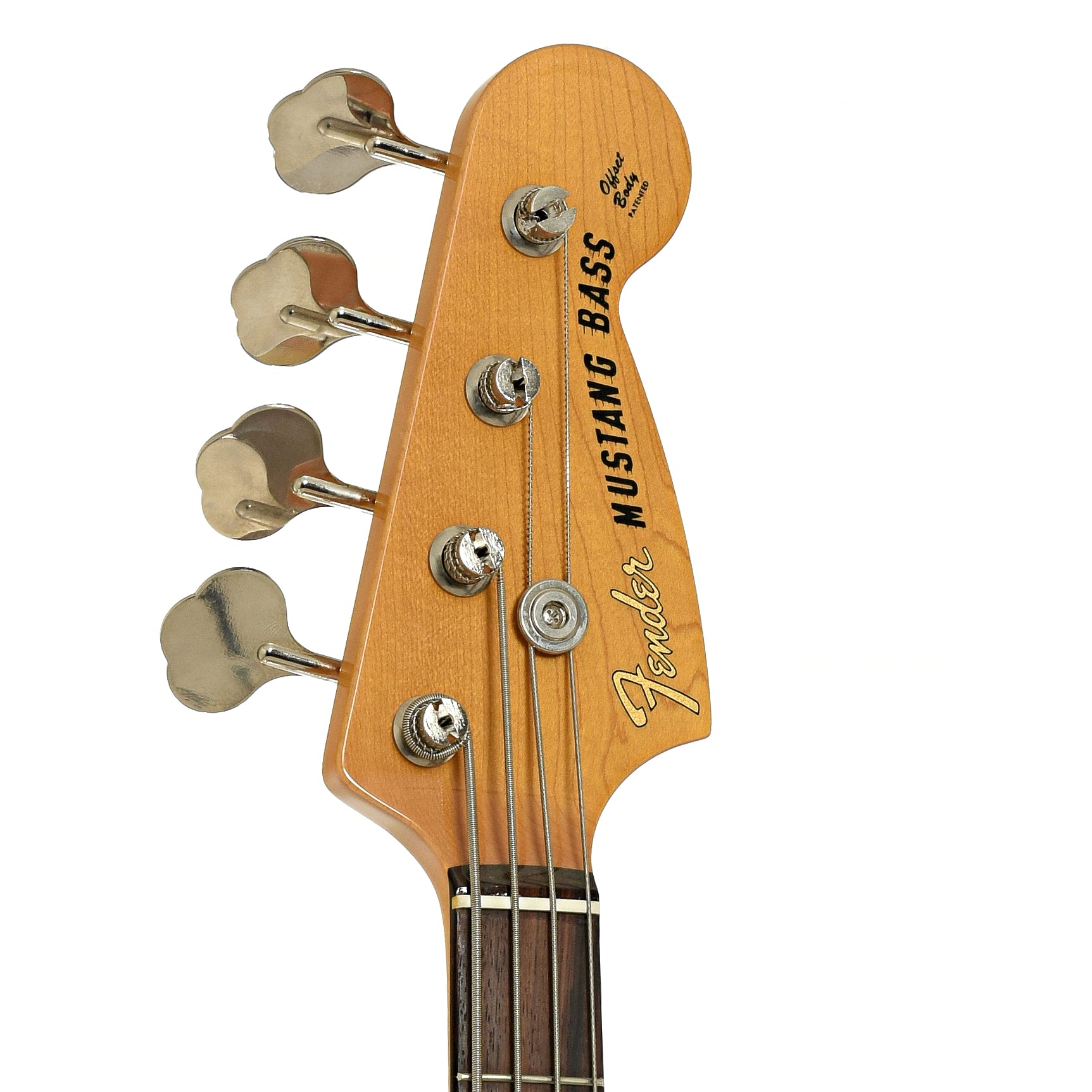 Headstock of Fender Mustang 4-String Electric Bass