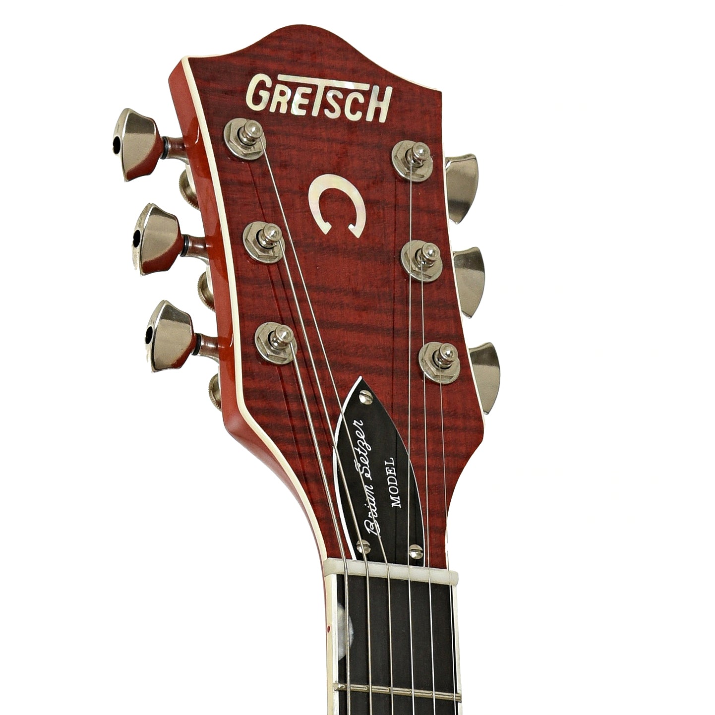 Headstock of Gretsch Brian Setzer G6120SSU Hollowbody Electric Guitar
