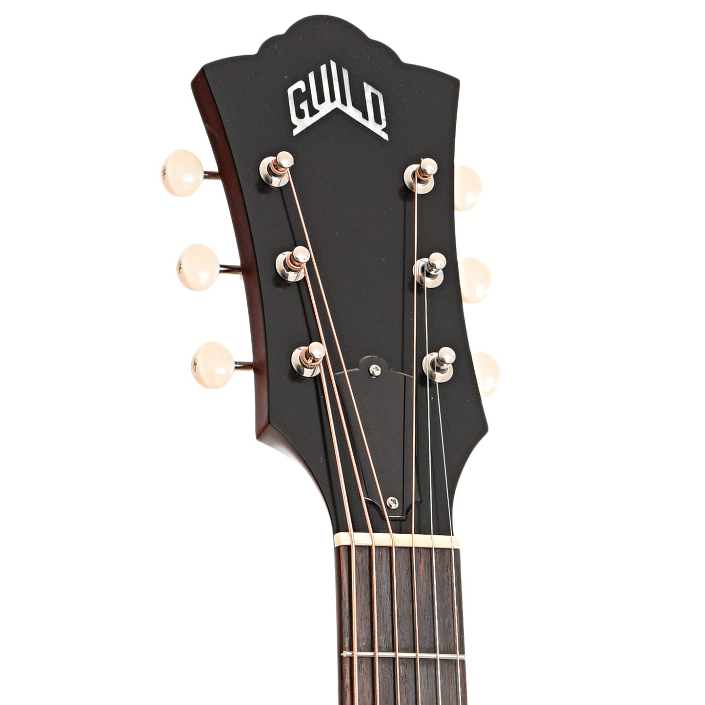 Front headstock of Guild D-40 Standard Acoustic Guitar, Natural