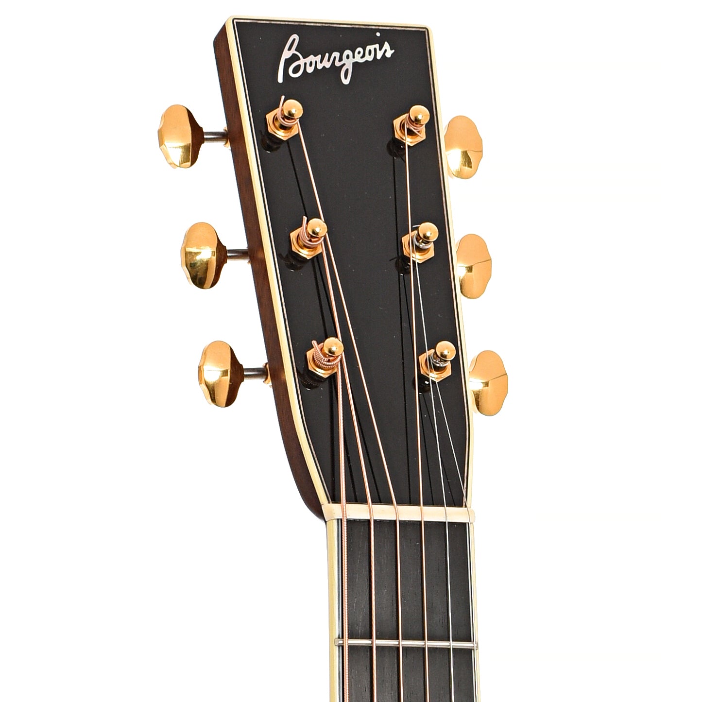 Front headstock of Bourgeois OM Custom Acoustic 