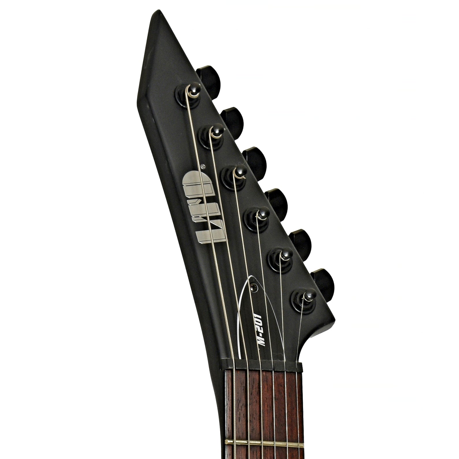 Headstock of ESP LTD M-201HT Electric Guitar, Black Satin