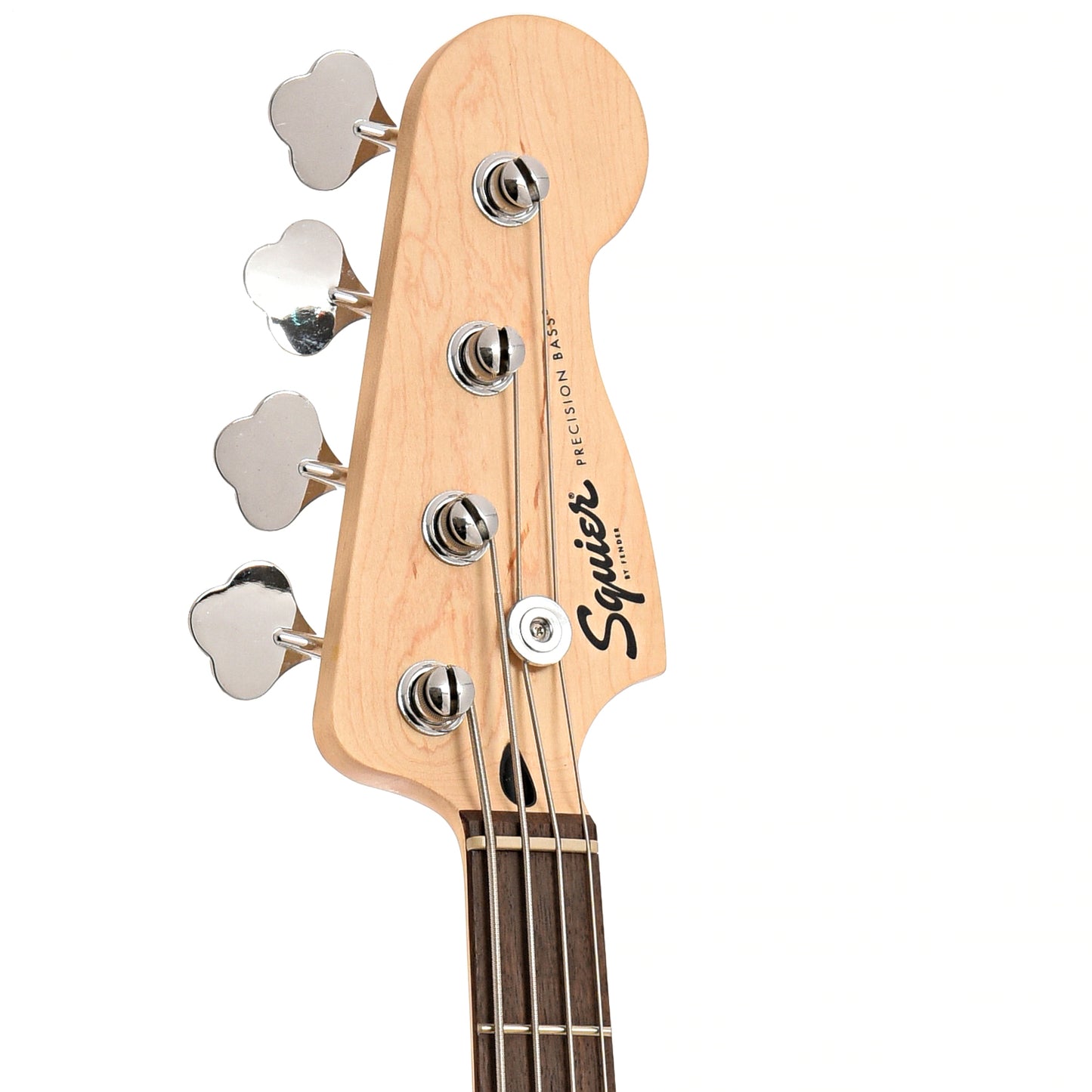 Front headstock of Squier Sonic Precision Bass, Black