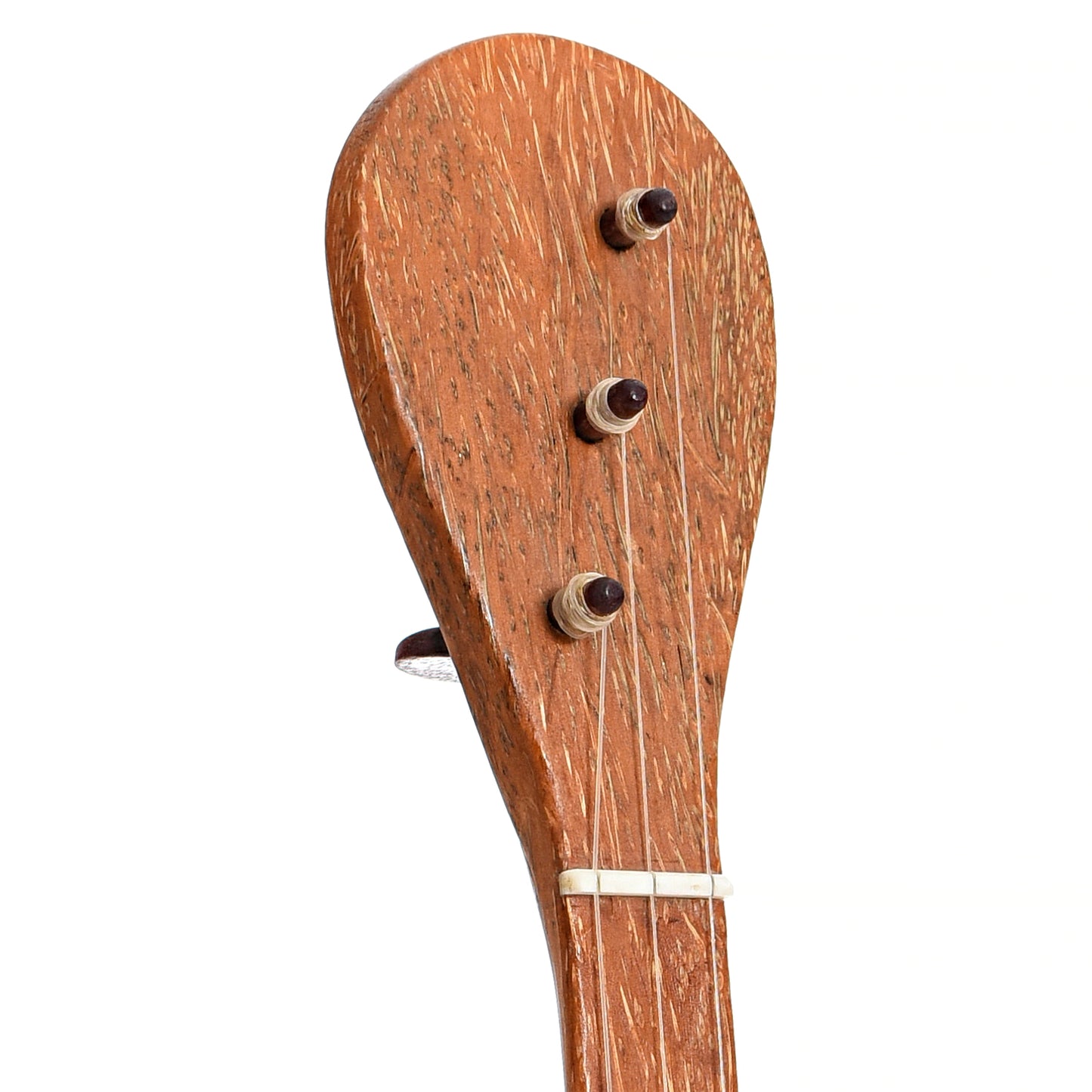 Front headstock of Menzies Fretless 4-String Gourd Banjo #509