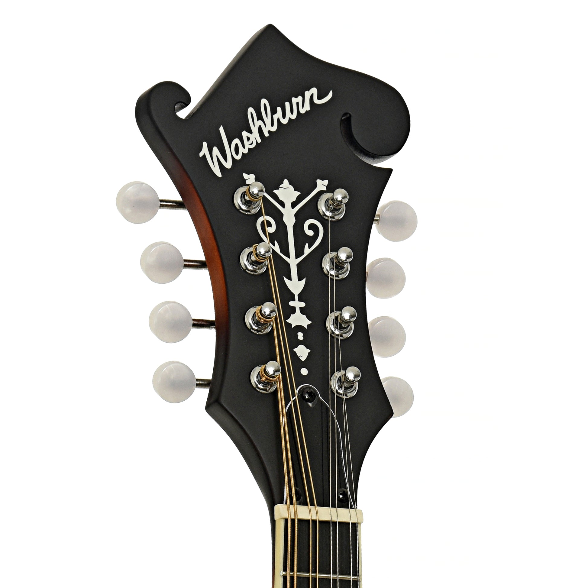 Headstock of Washburn M3SE F-Style Acoustic-Electric Mandolin