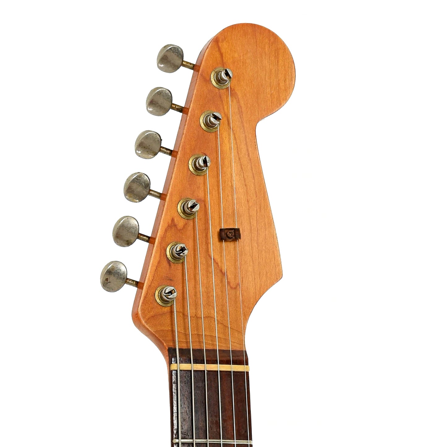 Headstock of Rocketfire Total 60's Barnboard Electric Guitar