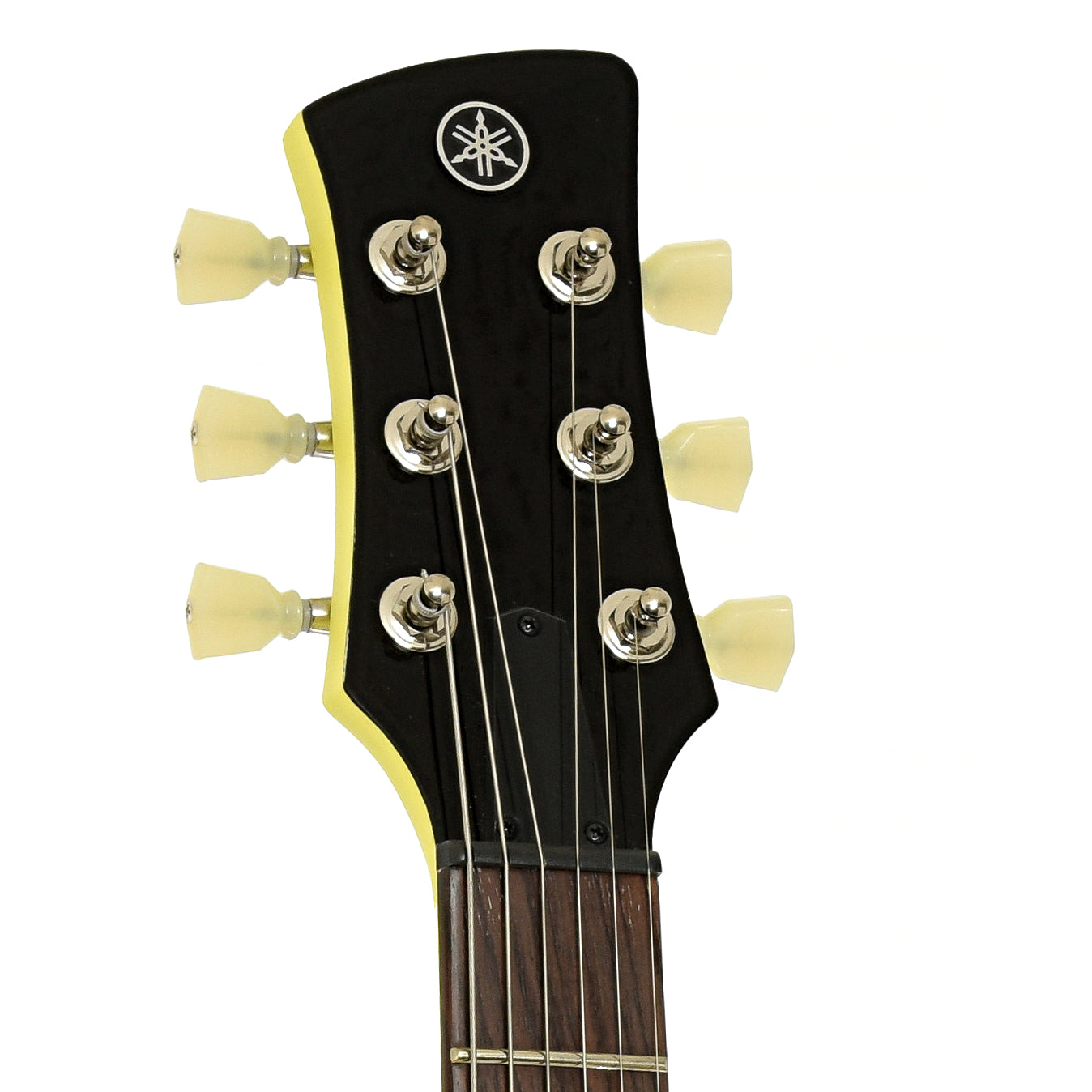 Headstock of Yamaha RSE20 Revstar Element Electric Guitar, Neon Yellow