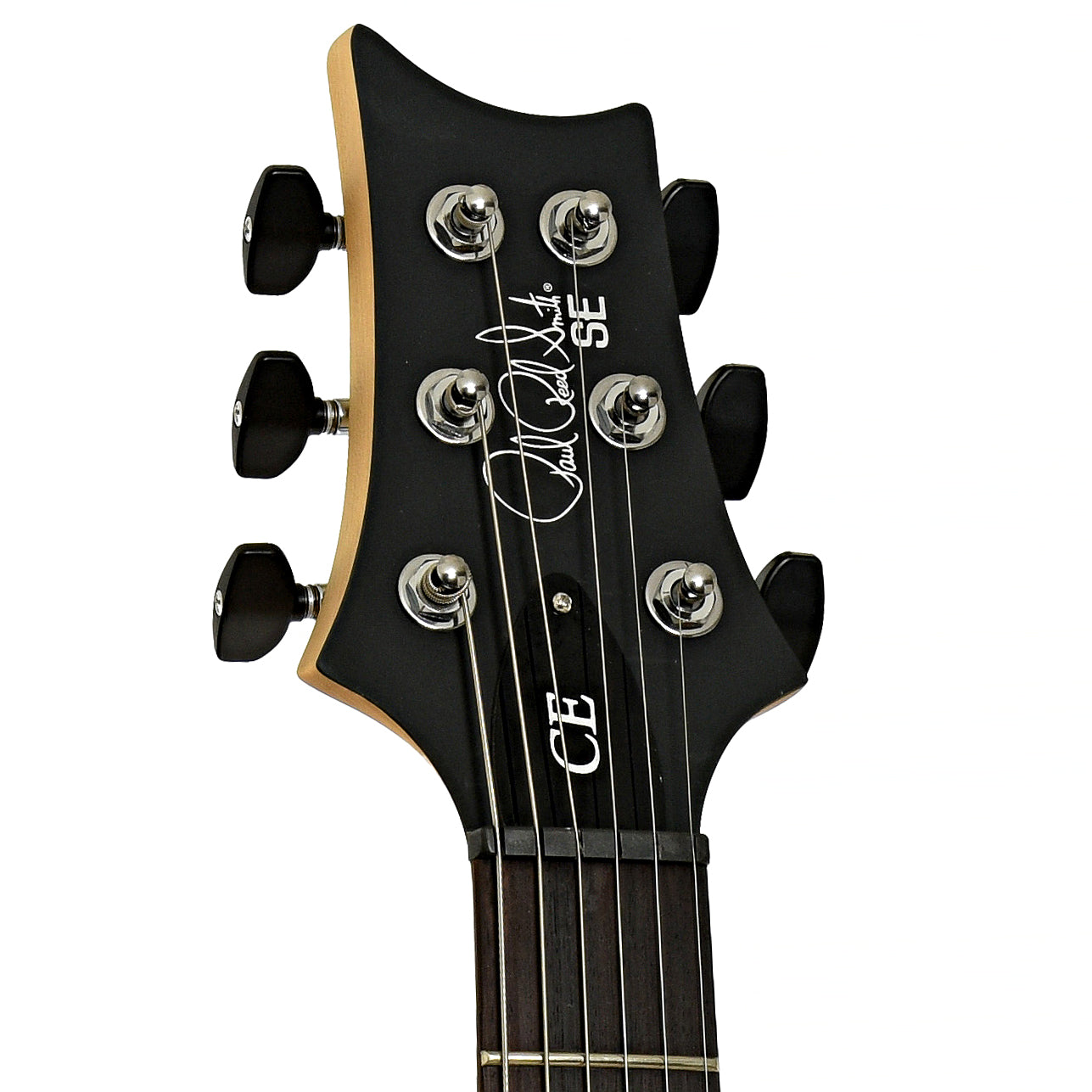 Headstock of PRS SE CE 24 Standard Satin Stoptail Vintage Cherry Electric Guitar