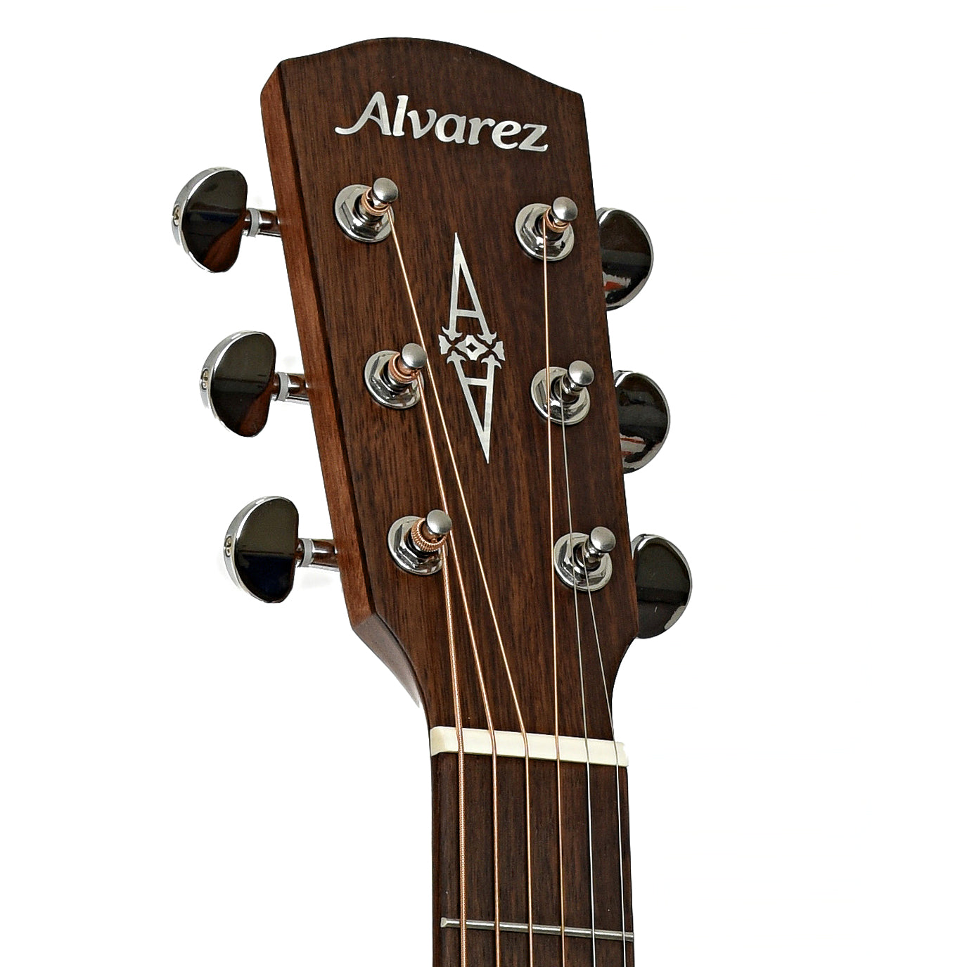 Headstock of Alvarez Artist Series AD30CE Dreadnought Acoustic-Electric Guitar
