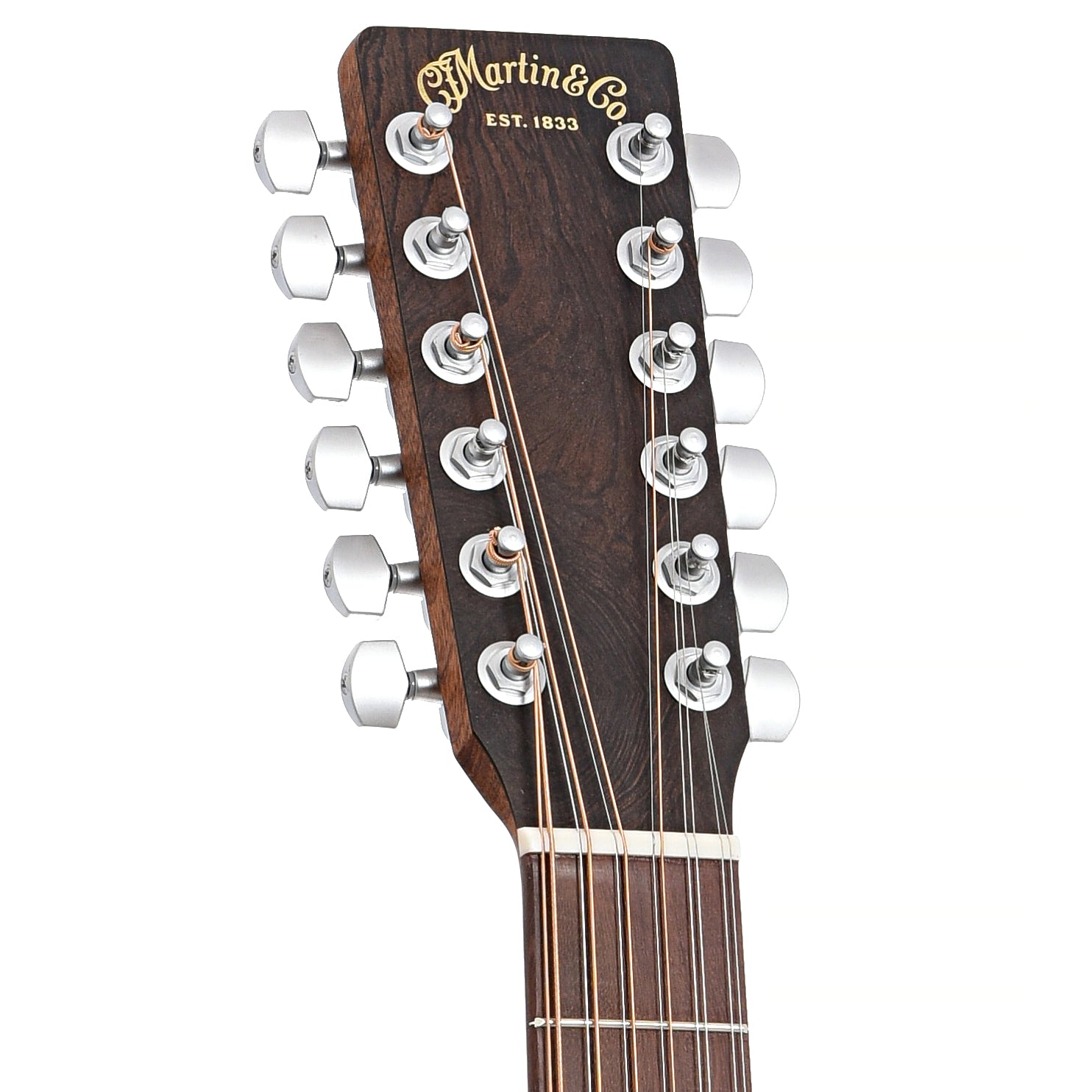 Front headstock of Martin D-X2E Brazilian Rosewood 12-String Acoustic 