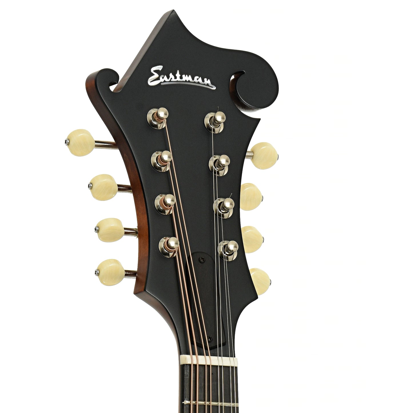 Headstock of Eastman MD315 Adirondack Wide Neck Amberburst Mandolin