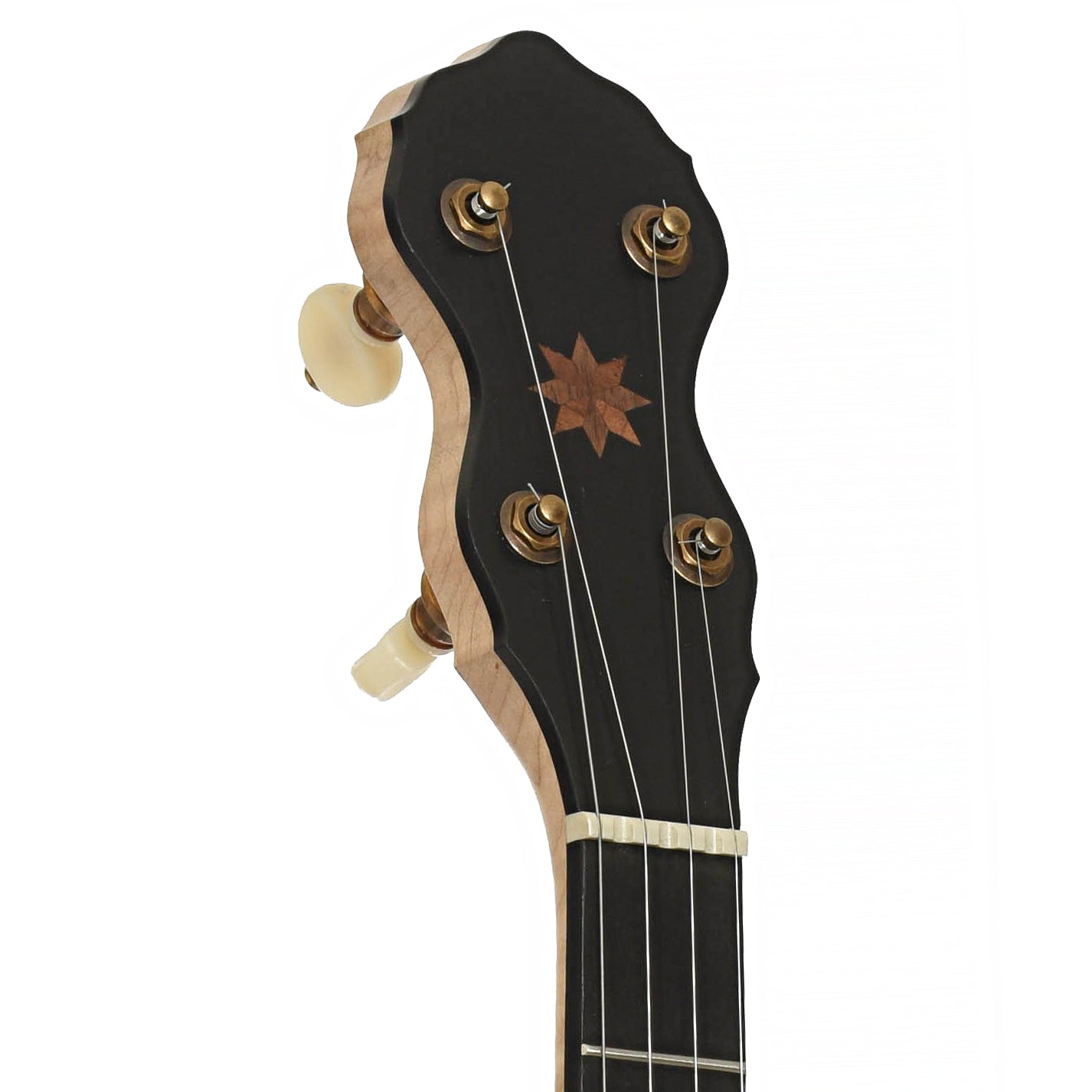 Headstock of Pisgah Laydie Openback Banjo