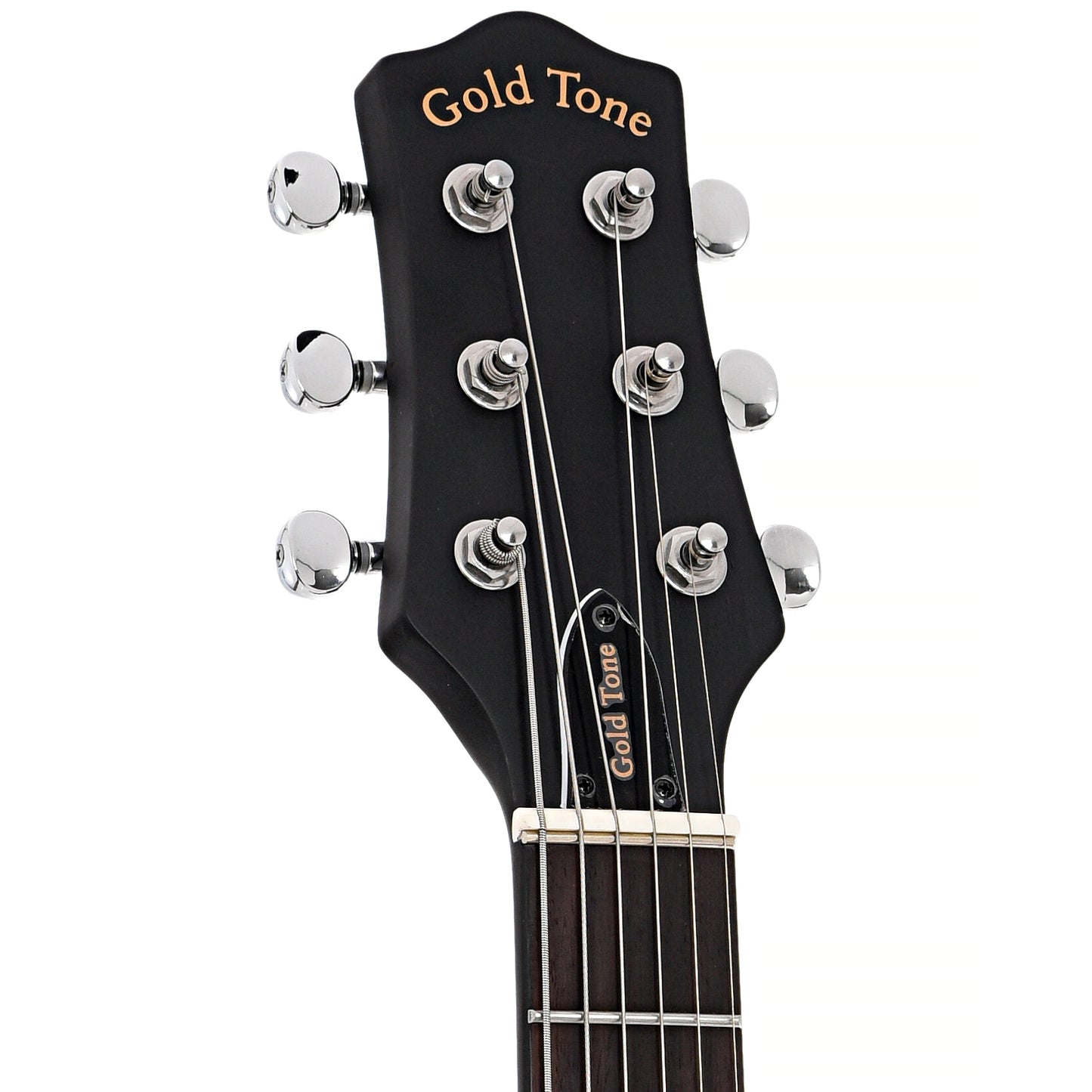 Front headstock of Gold Tone AC-6 Mini Banjitar