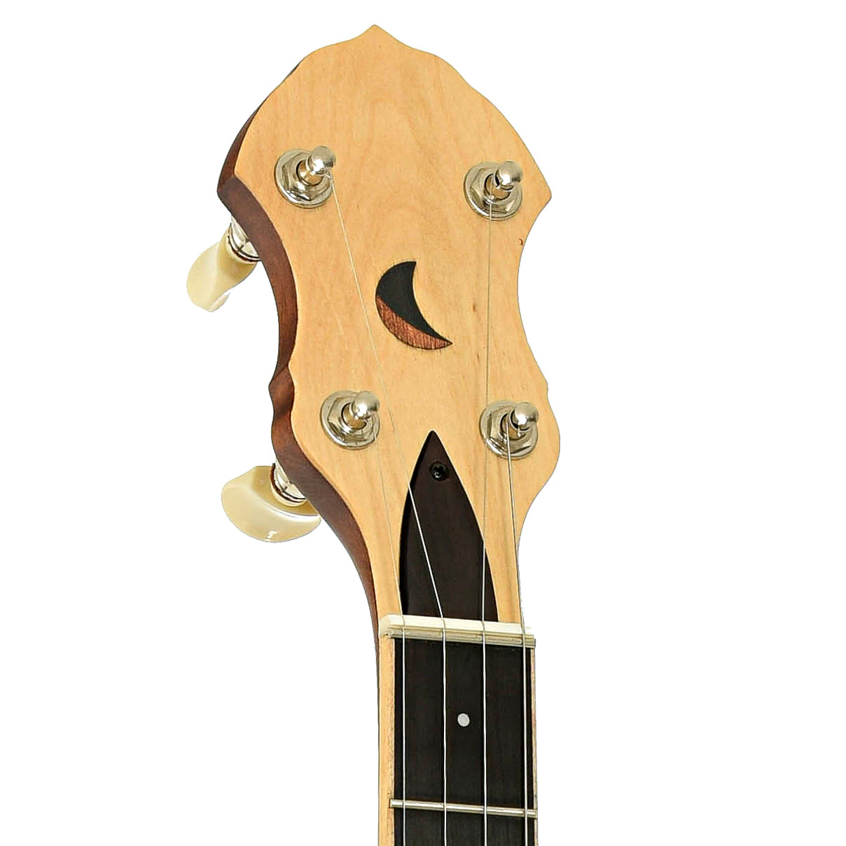 Headstock of Gold Tone Lefthanded HM-100 High Moon Openback Banjo 