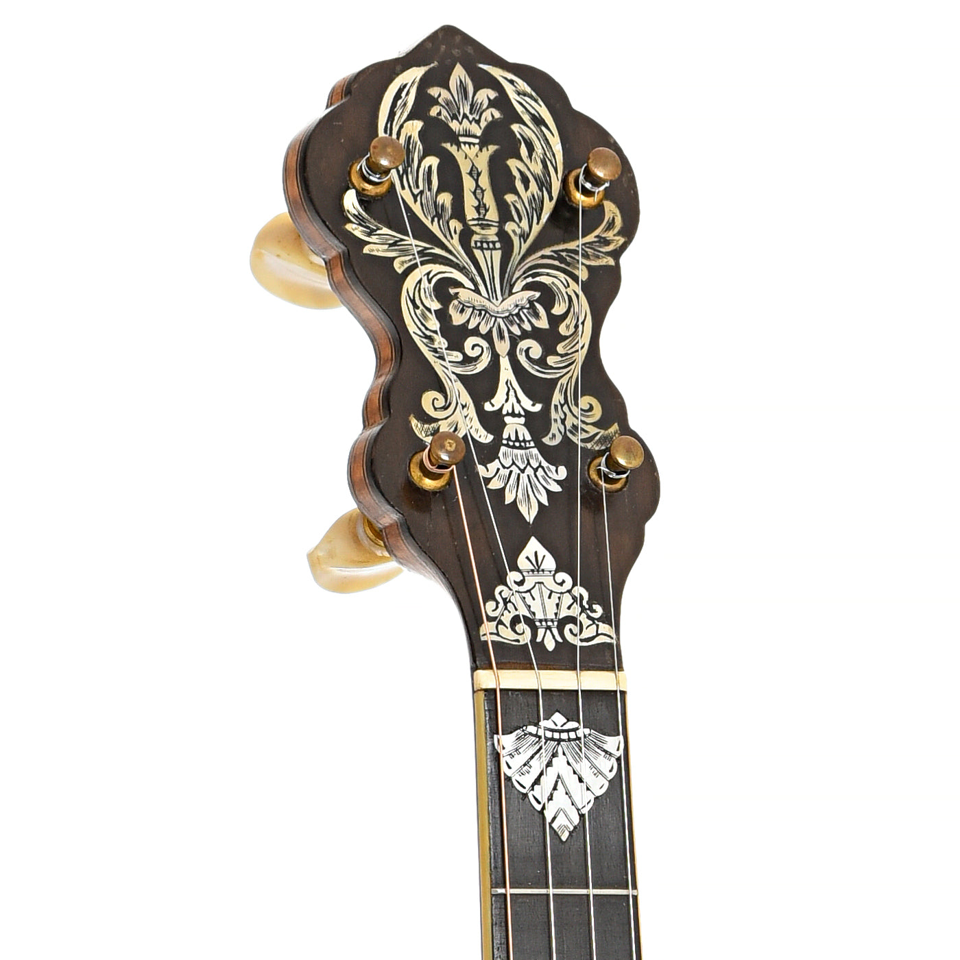 Front headstock of Vega Tubaphone No.9 Openback Banjo (1916)