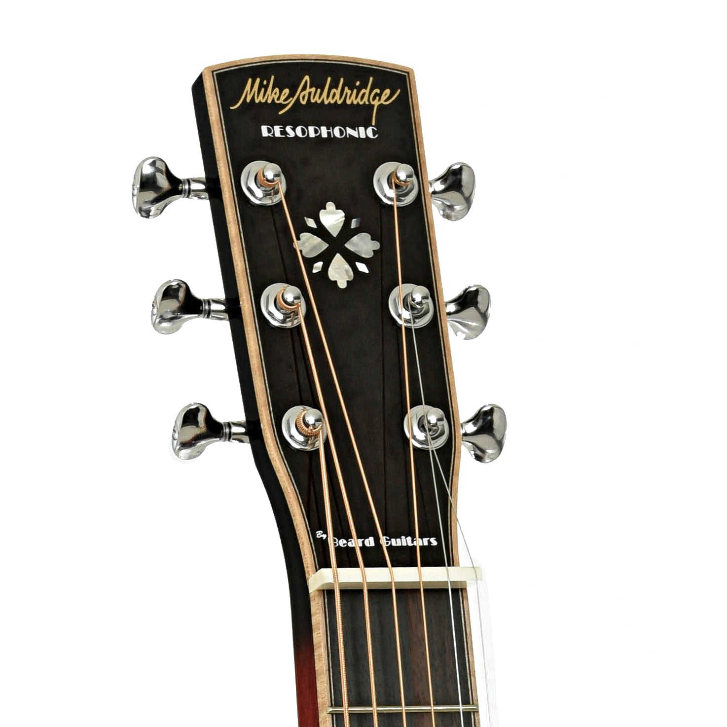 Headstock of Beard "Mike Auldridge" MA-6 Squareneck Resonator Guitar Scarlet Sunburst