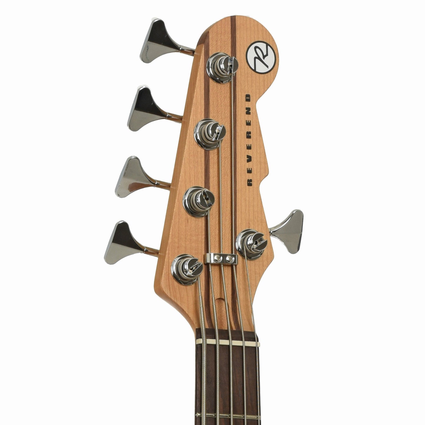 Headstock of Reverend Mercalli 5 5-string Electric Bass Guitar, Midnight Black