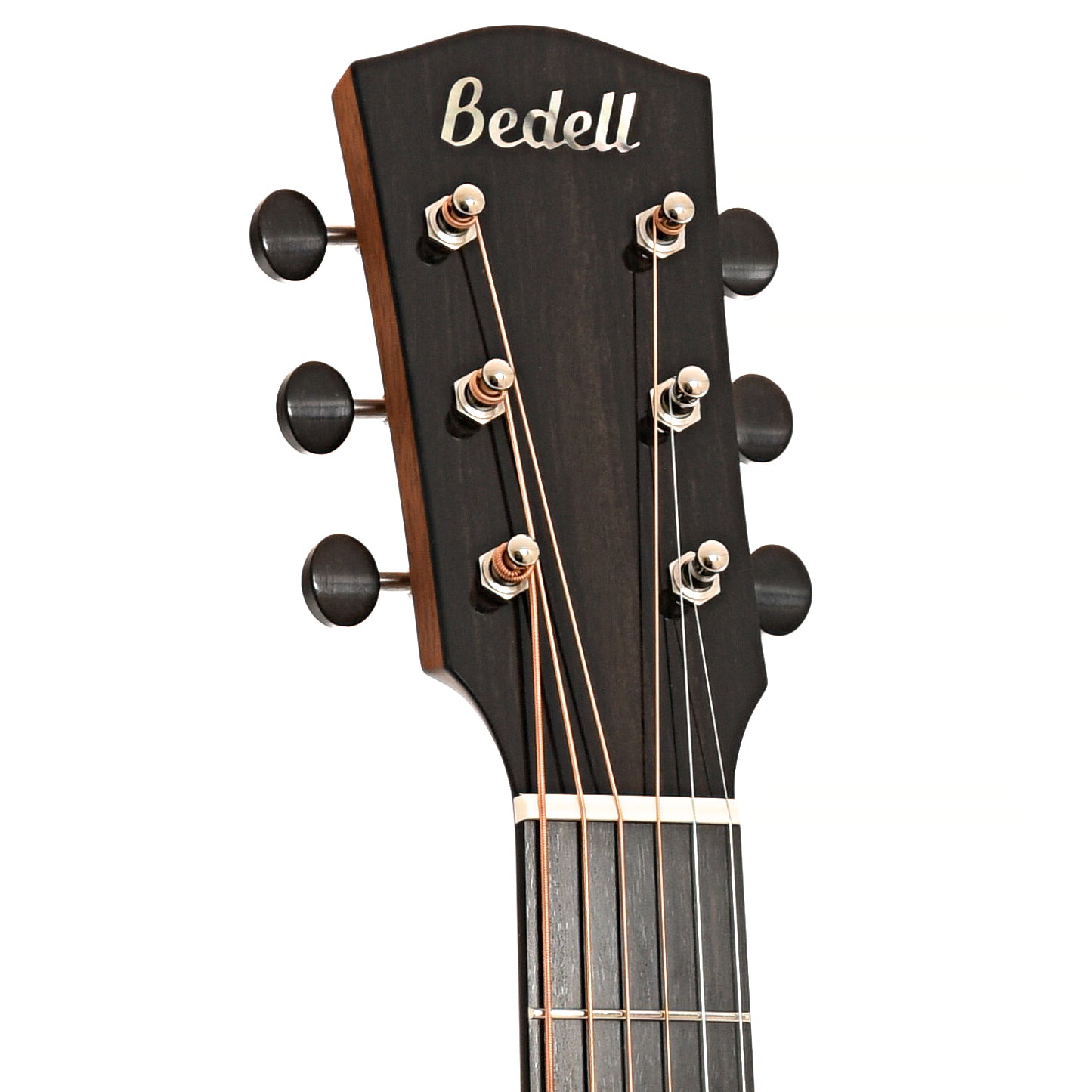 Front headstock of Bedell Limited Edition Fireside Parlor Koa