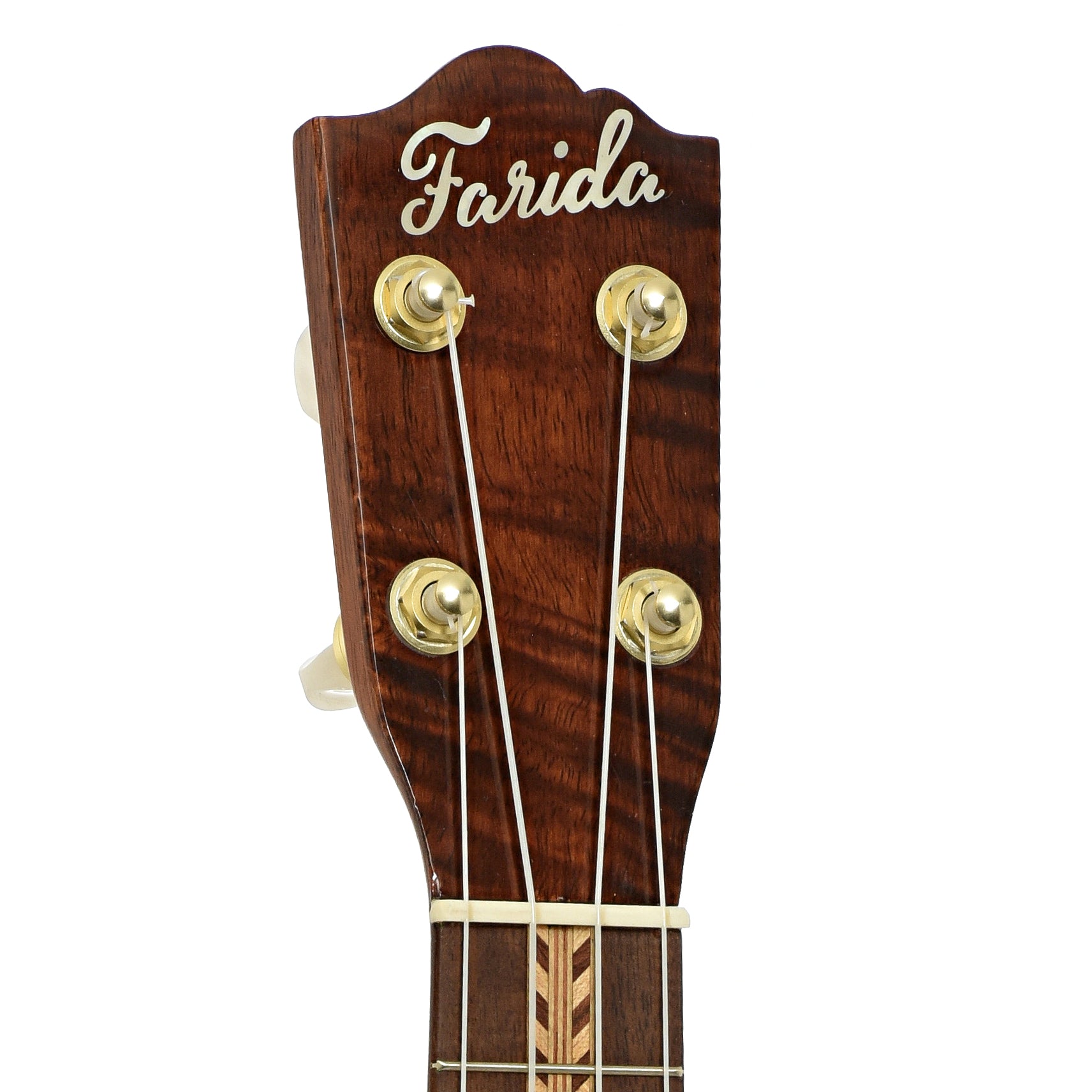 Headstock of Farida Holiday Pack, Koa Soprano Ukulele