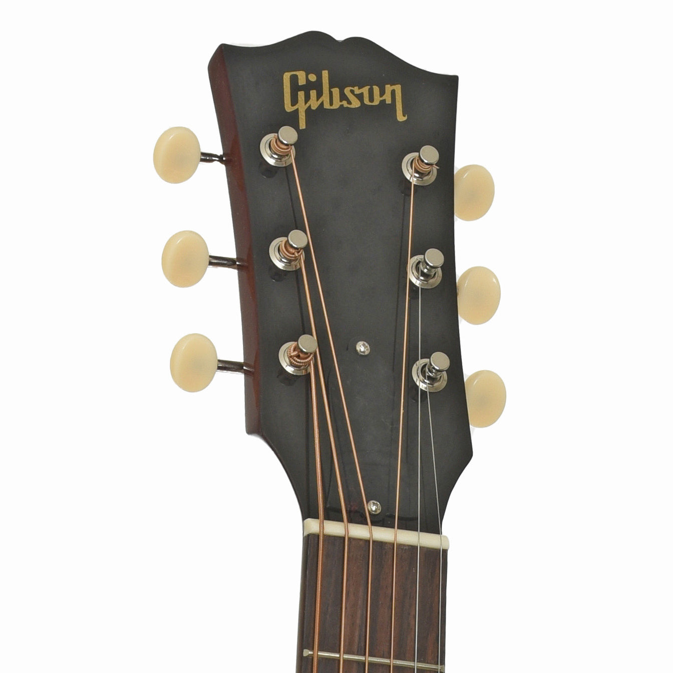Headstock of Gibson 50s J-45 Original Acoustic Guitar & Case, Vintage Sunburst
