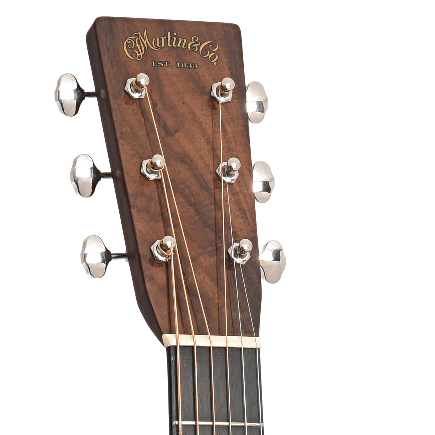 Headstock of Martin Custom 28-Style 000 Guitar & Case, Wild Grain Rosewood & Adirondack Spruce