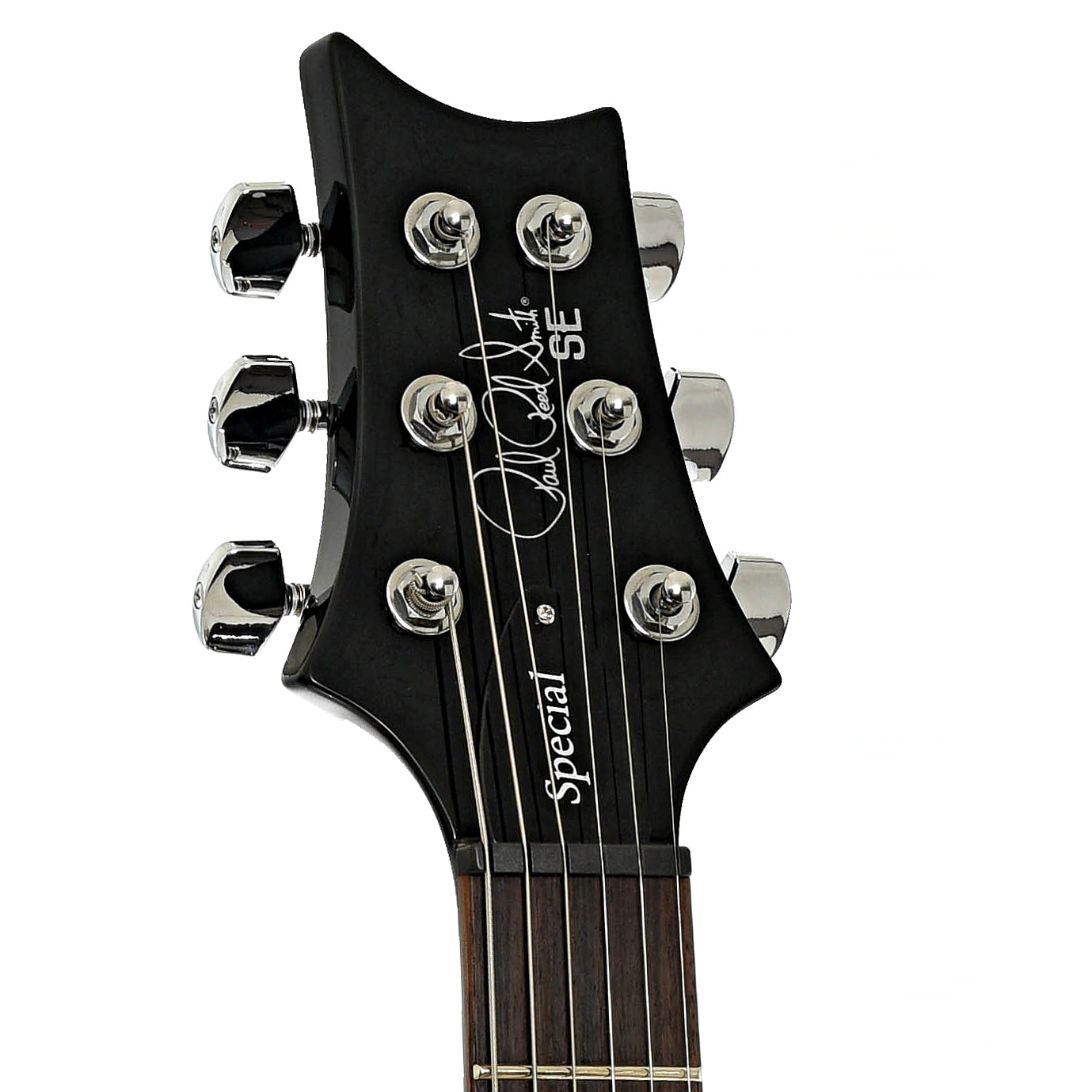 Headstock of PRS SE Special Semi-Hollow Electric Guitar Charcoal Burst