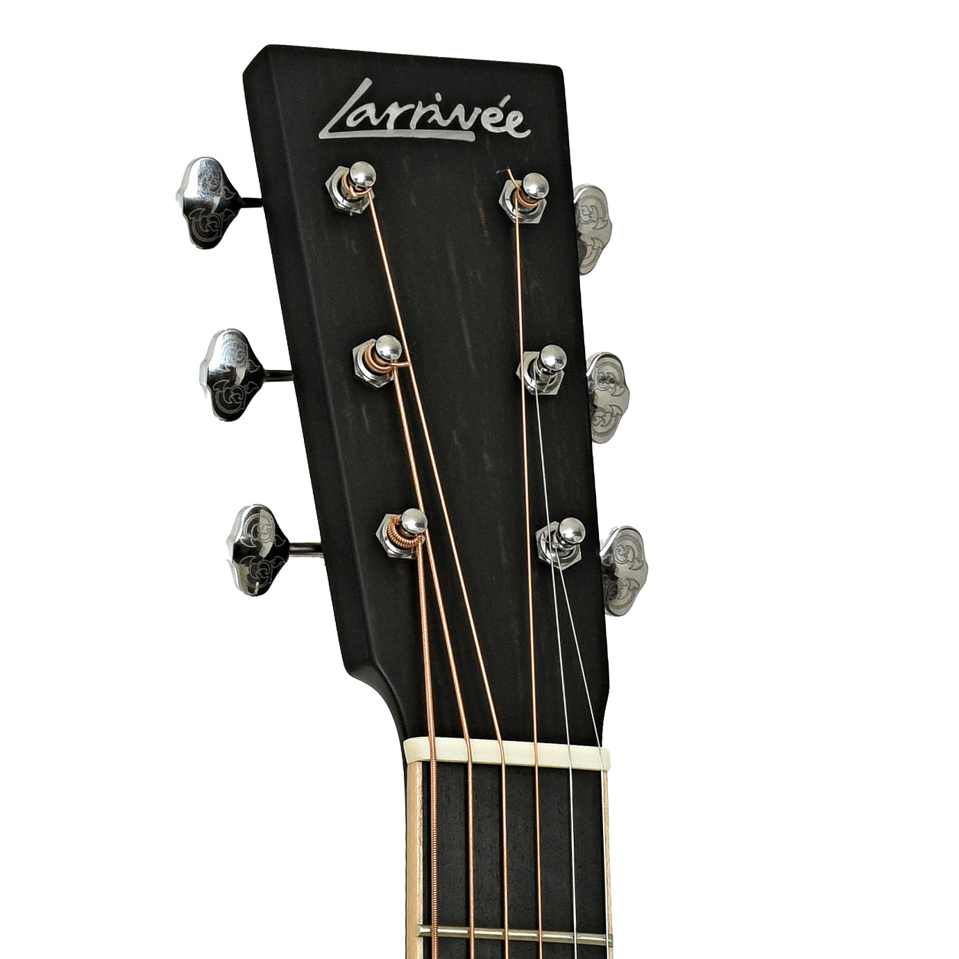Headstock of Larrivee OM-40 Mahogany Acoustic Guitar