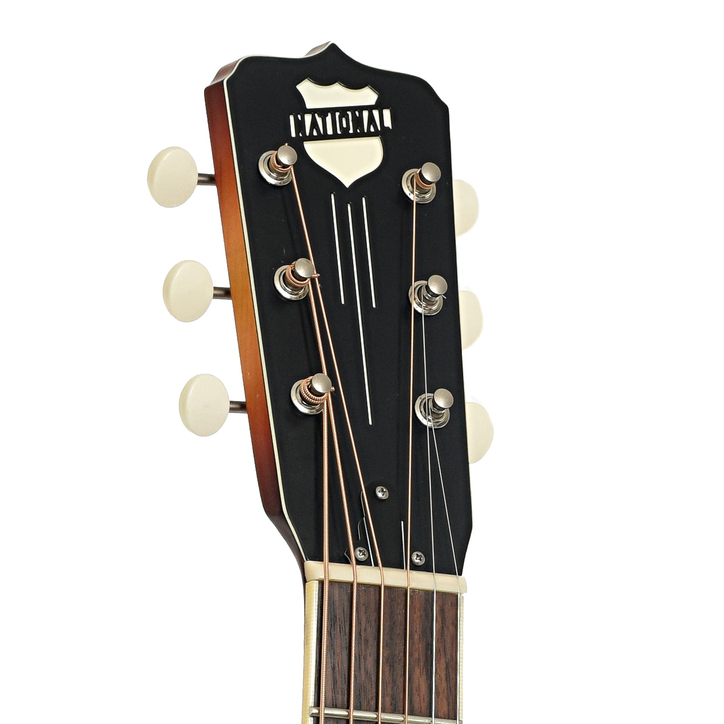 Headstock of National Vintage Steel Tricone Cutaway Resonator Guitar 