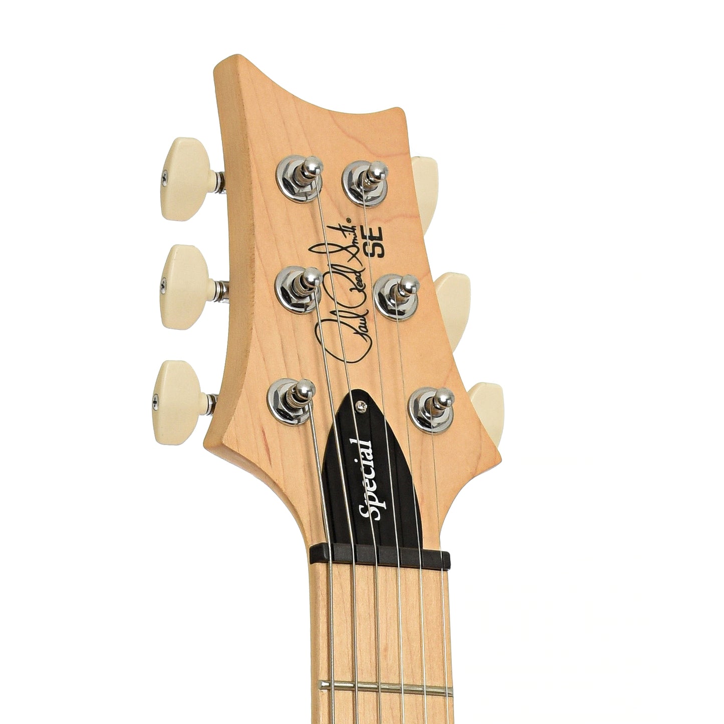 Headstock of PRS SE Swamp Ash Special Electric Guitar & Gigbag, Vintage Sunburst 