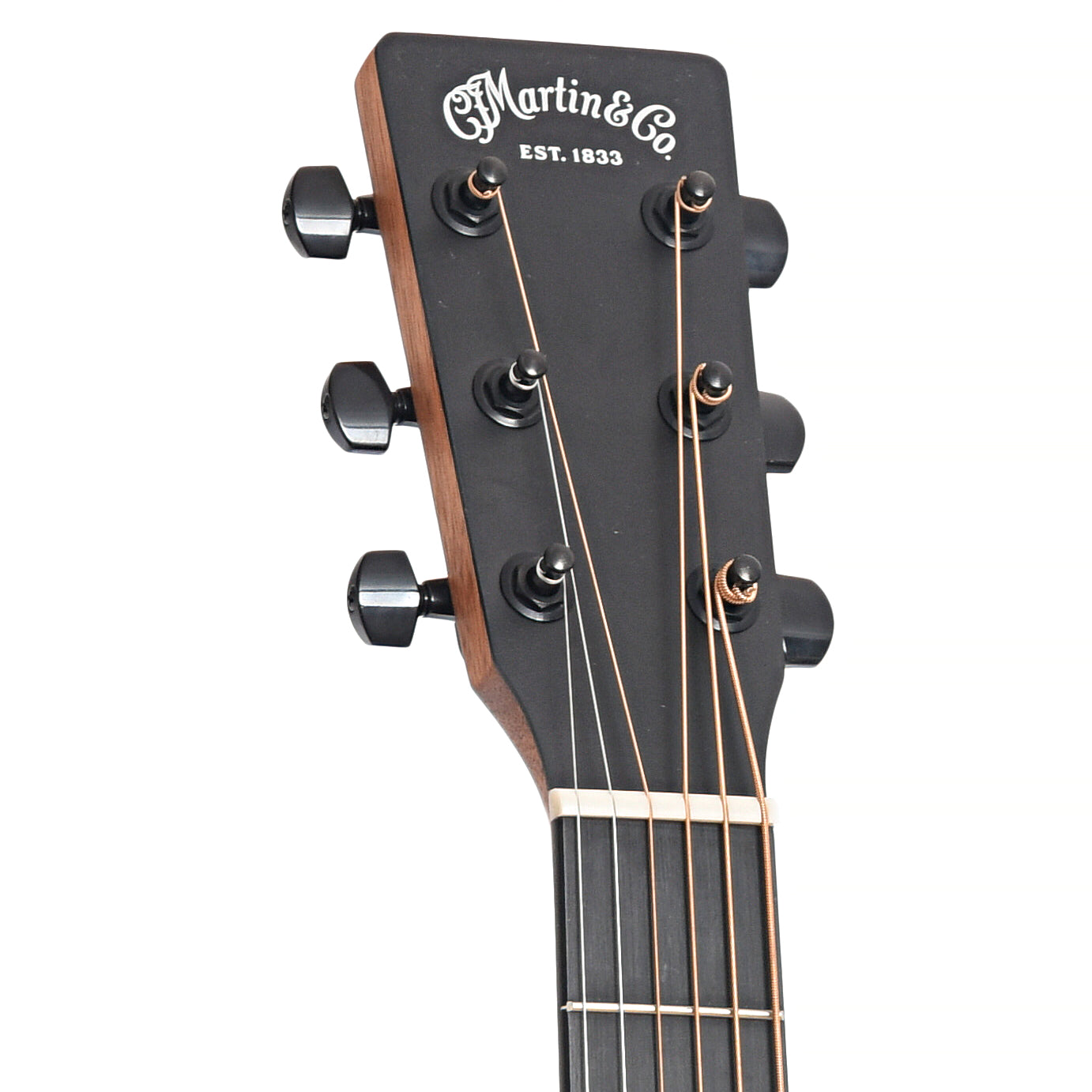 Front headstock of Martin D-12E Koa Lefthanded Guitar with Pickup 