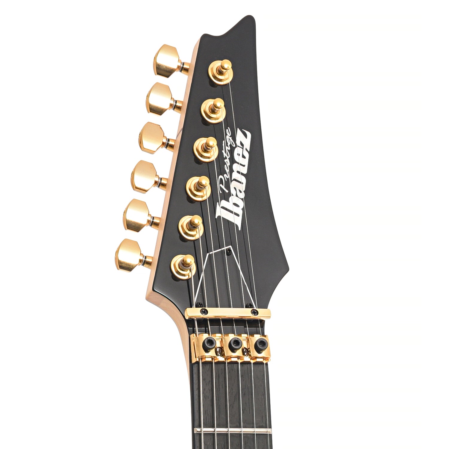 Front headstock of Ibanez Axe Design Lab Prestige Series RGA622XH Electric Guitar, Black