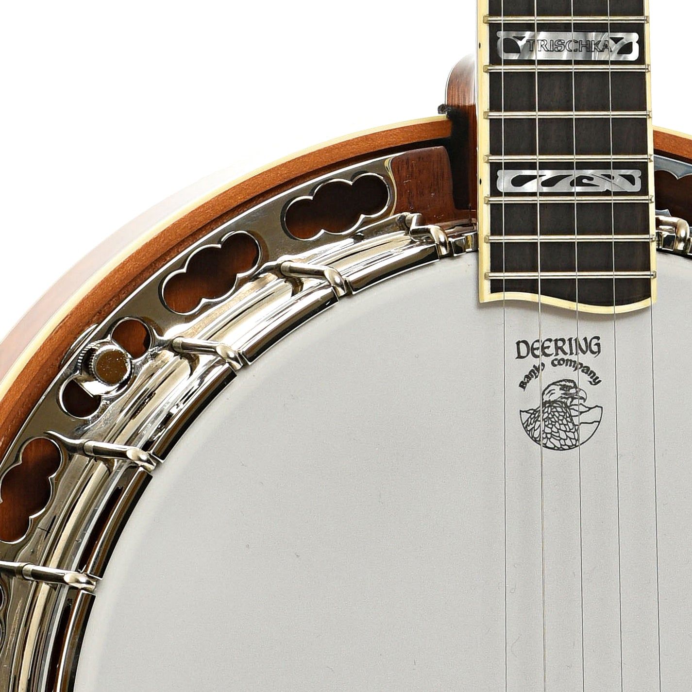 Front body and neck join of Deering Silver Clipper Banjo
