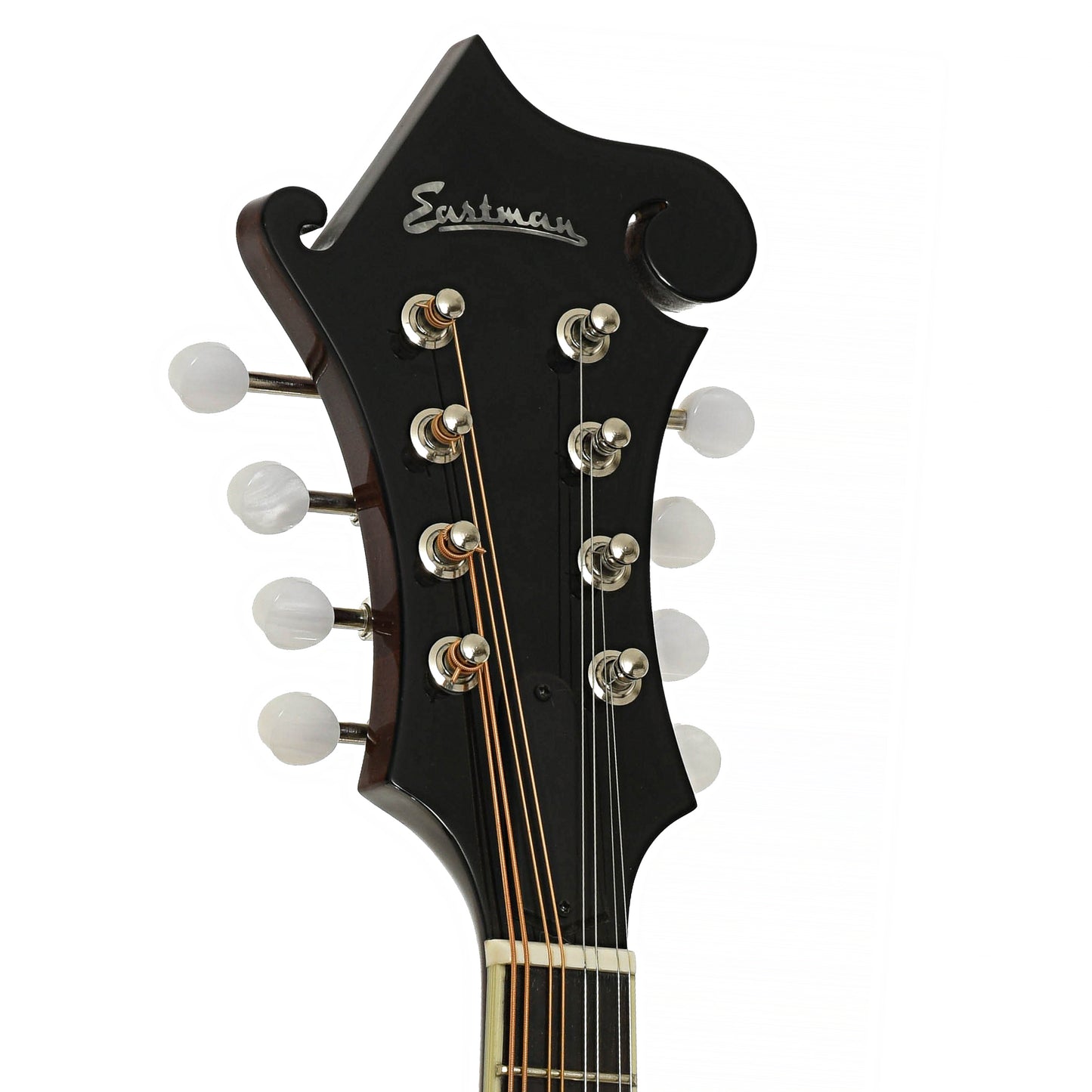 Headstock of Eastman MD514 BK LTD F-Style Mandolin 