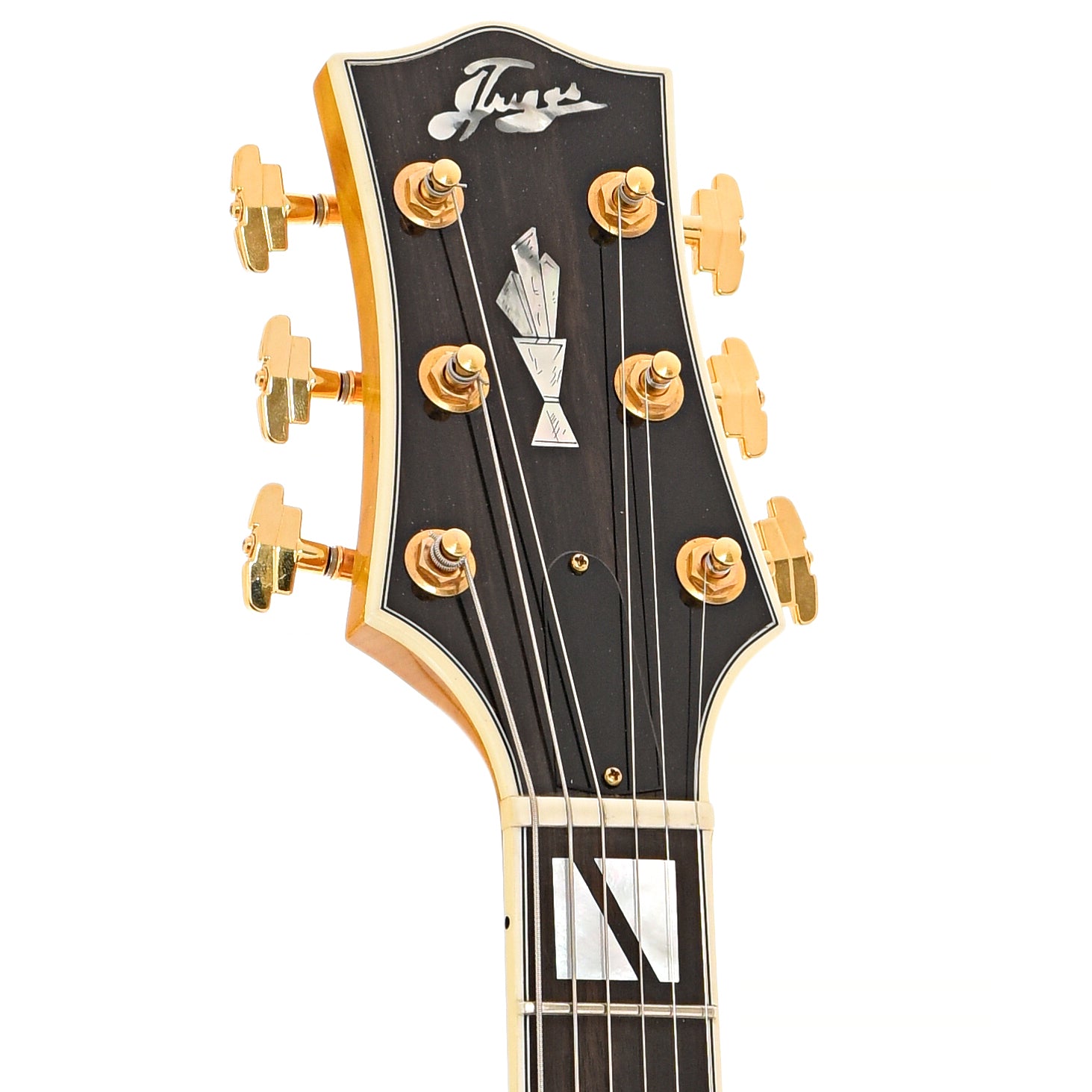 Front headstock of Triggs Custom 17 Archtop Electric Guitar (2010)