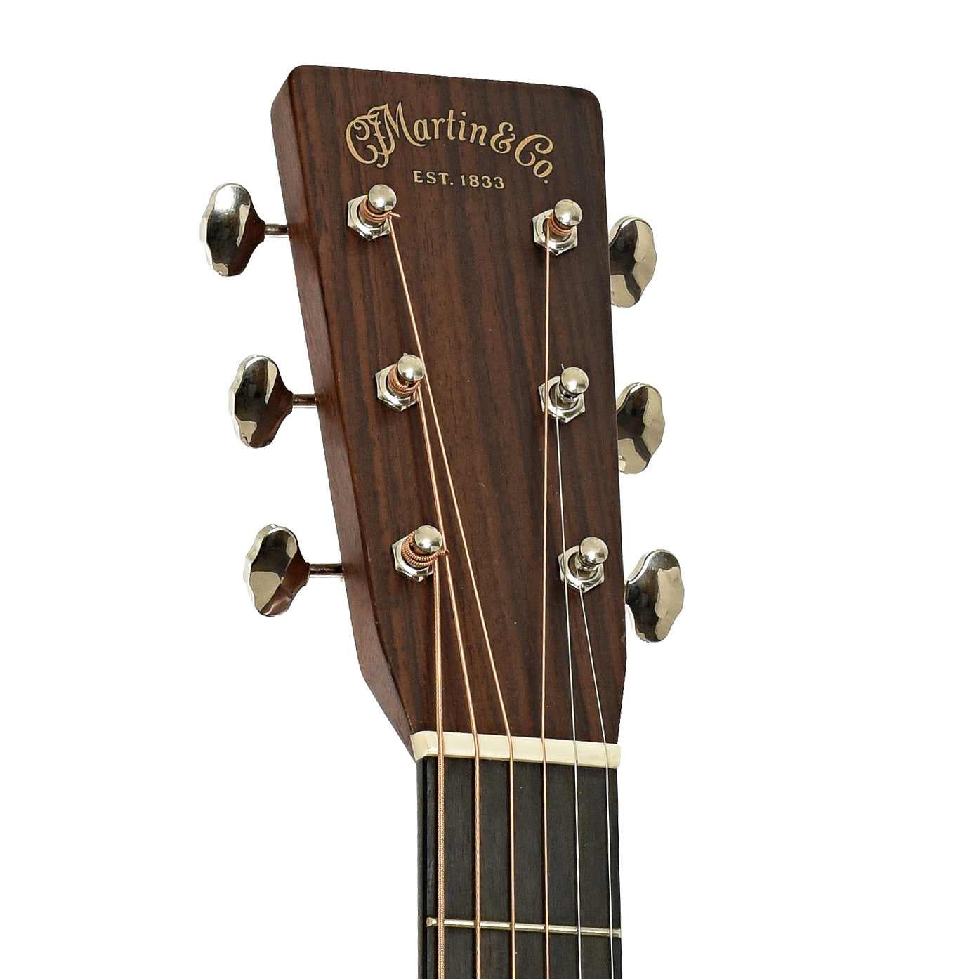 Headstock of Martin OM28E Acoustic Electric Guitar & Case 