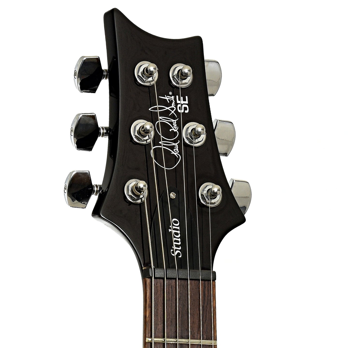Headstock of PRS SE Studio Electric Guitar Orange Tiger Smokeburst