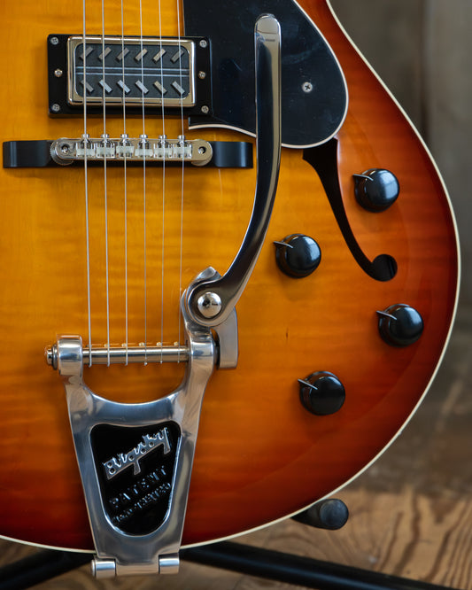 Showroom photo Collings 620 SM LC Hollowbody Electric Guitar, Dark Cherry Sunburst