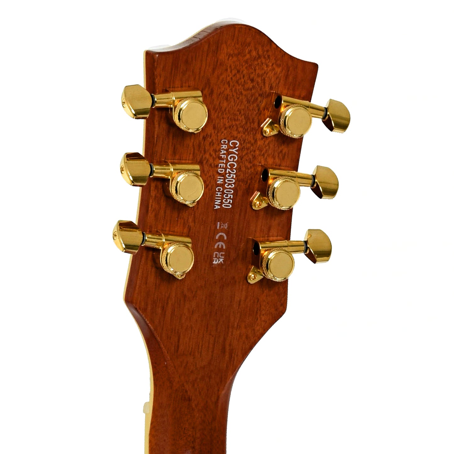 Tuners of Gretsch Electromatic LTD Flame Okoume Broadkaster Jr. Single-Cut with Bigsby, Roundup Orange