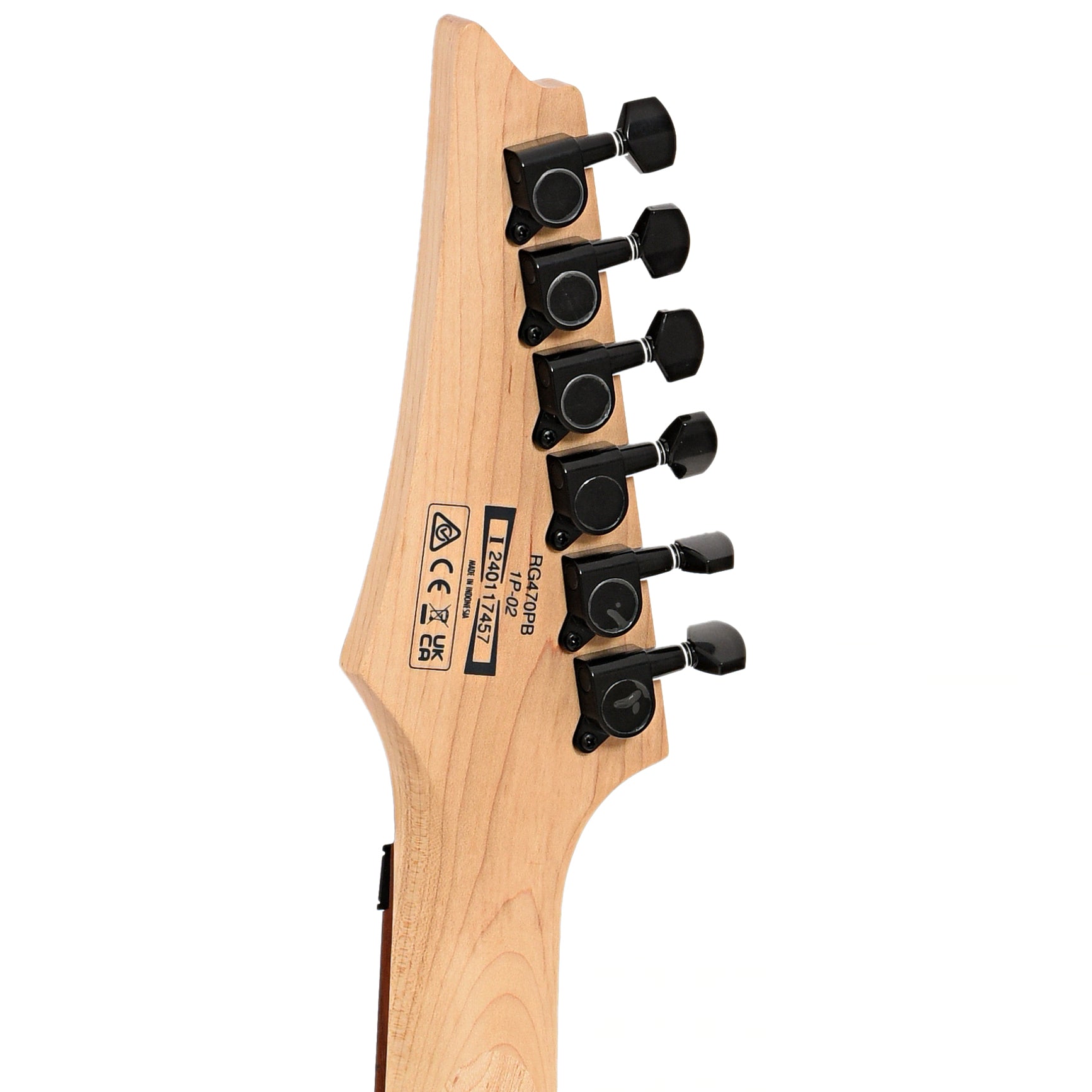 Back headstock of Ibanez RG470PB Electric Guitar, Red Eclipse Burst