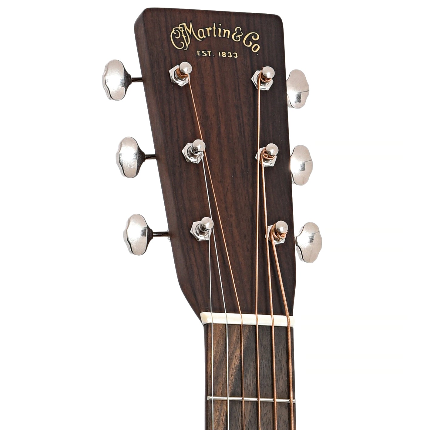 Front headstock of Martin D-28L Lefthanded Guitar