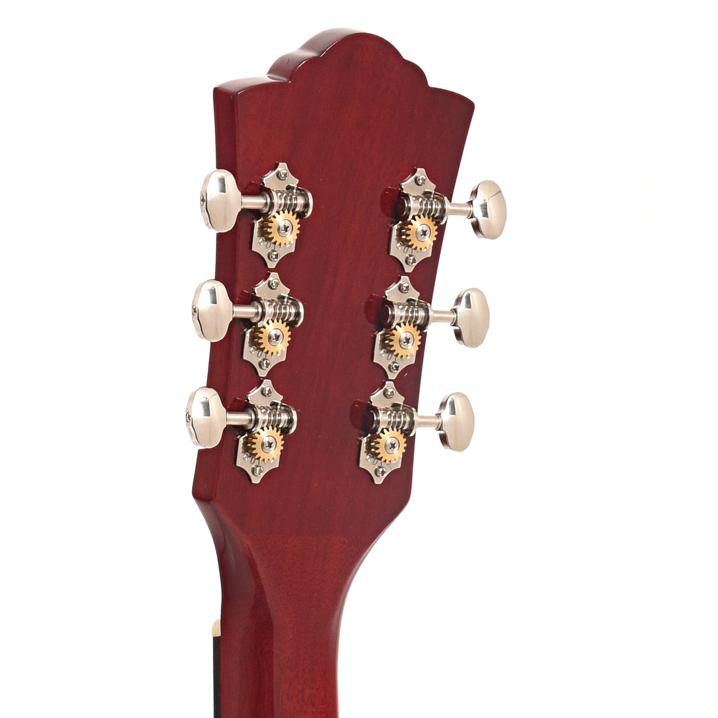 Back headstock of Guild Westerly Collection D-140 Acoustic Guitar, Cherry Burst
