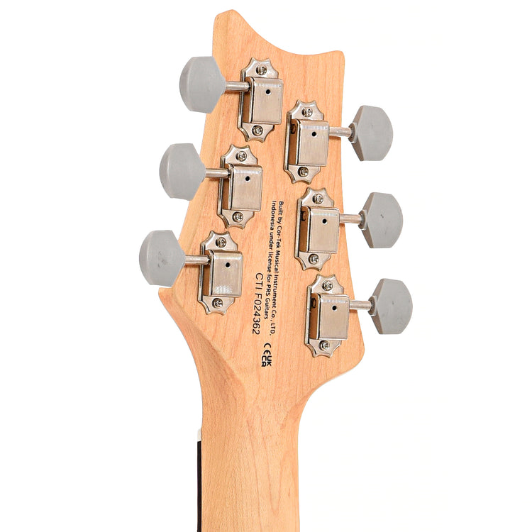 Back headstock of PRS SE Silver Sky Electric Guitar, Storm Gray