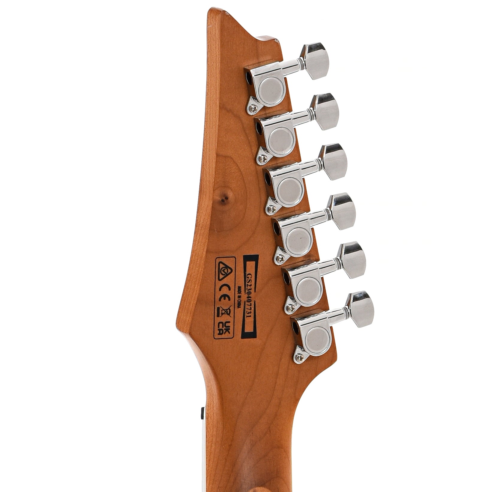 Back headstock of Ibanez RG Gio Series GRG220PA1 Electric Guitar, Brown Black Burst