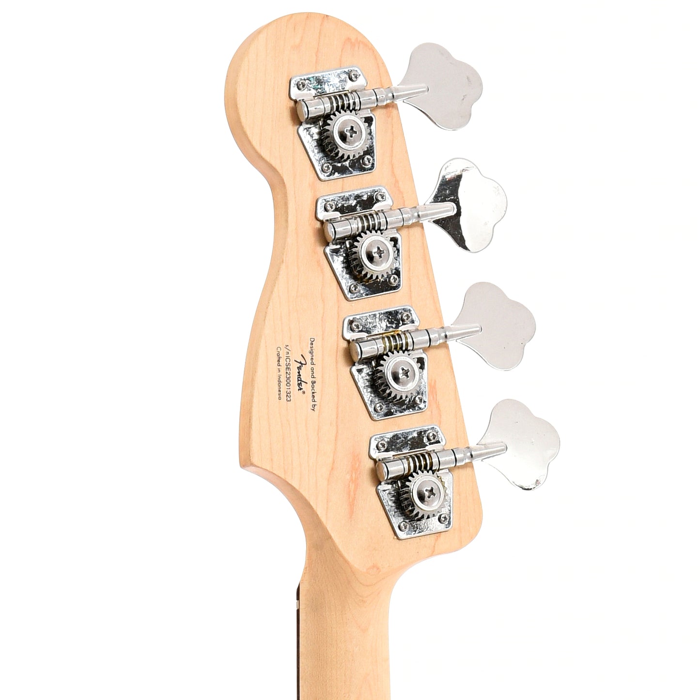 Back headstock of Squier Sonic Precision Bass, Black