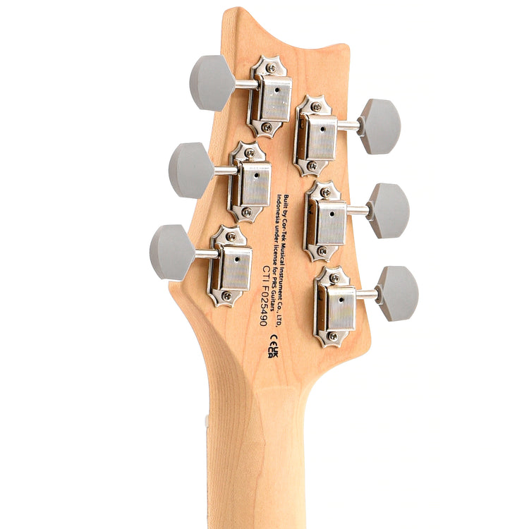 Back headstock of PRS SE Silver Sky Maple Electric Guitar, Overland Gray