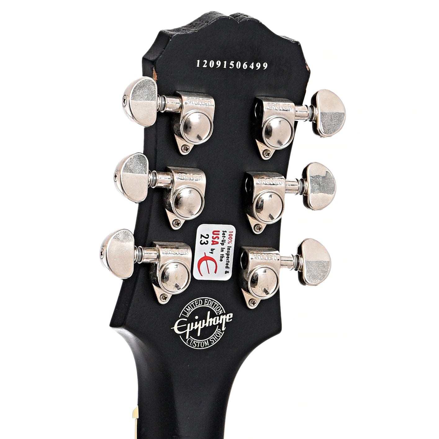 Back headstock of Epiphone Les Paul Traditional Pro Electric Guitar