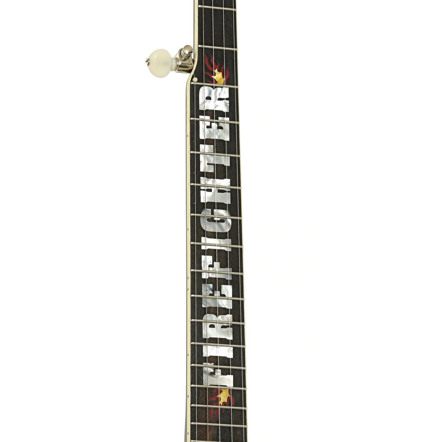 Fretboard of Hatfield Buckdancer Custom Firefighter Resonator Banjo